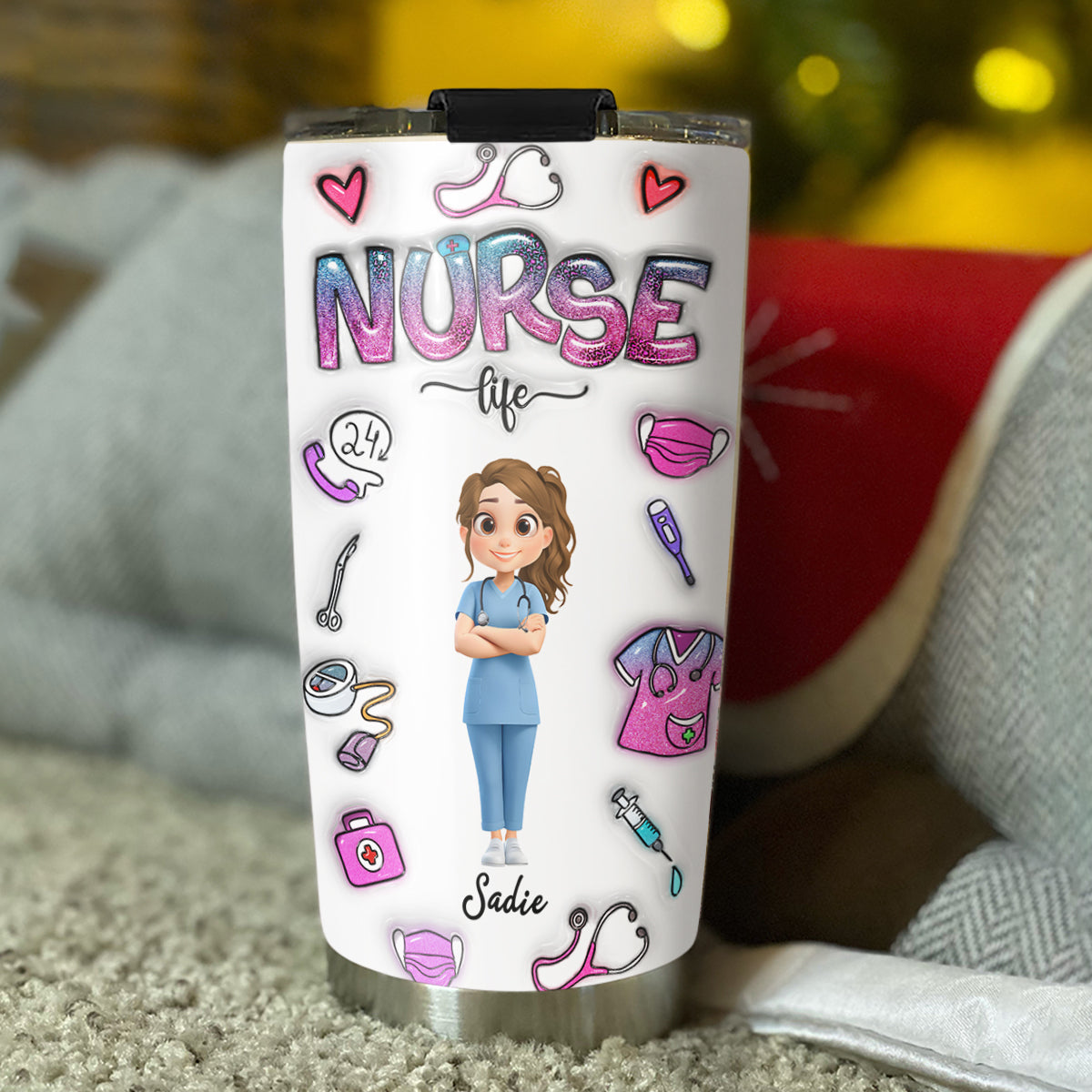 Nurse Life - Personalized Custom 3D Inflated Effect Tumbler