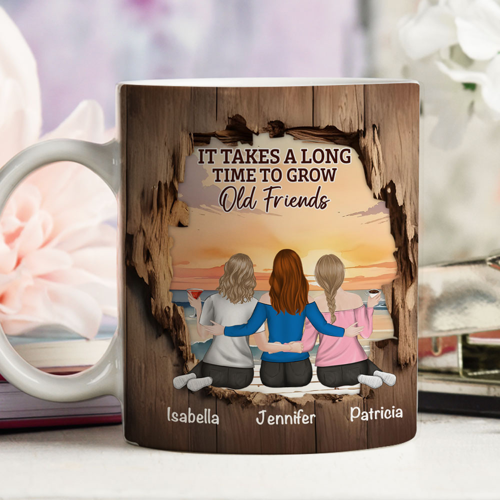 Friendship Is A Journey That Lasts A Lifetime - Personalized Custom Coffee Mug