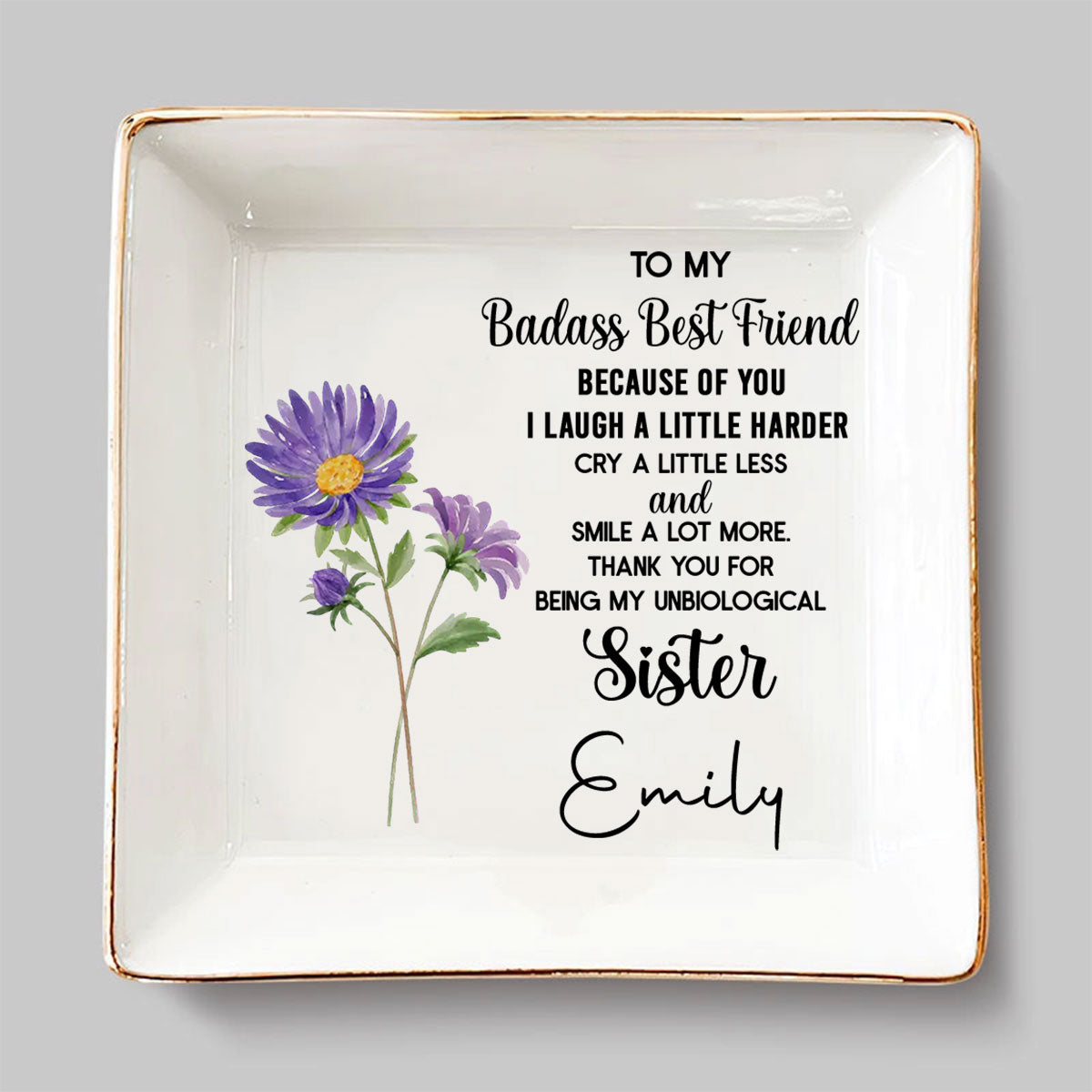 To My Badass Bestie - Personalized Custom Jewelry Dish