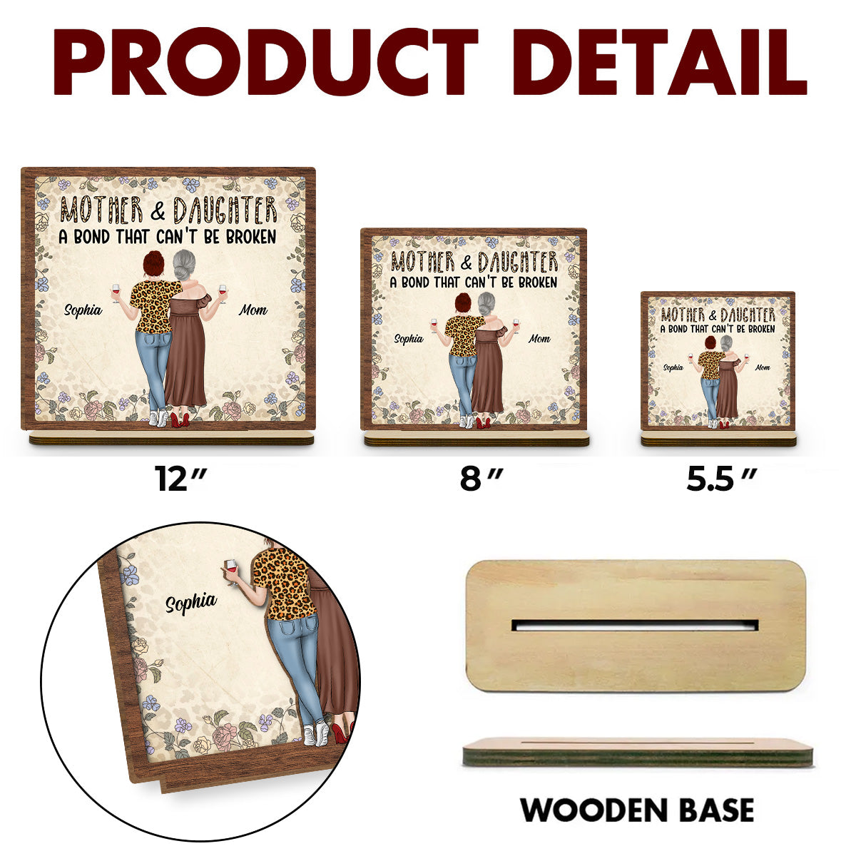 Lovely Daughters - Personalized Custom 2-Layer Wood Plaque With Flat Base