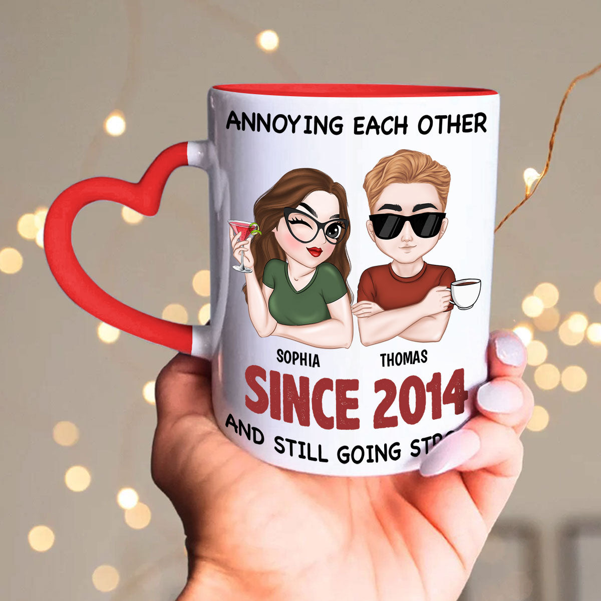 Annoying Each Other - Personalized Custom Heart Handle Mug