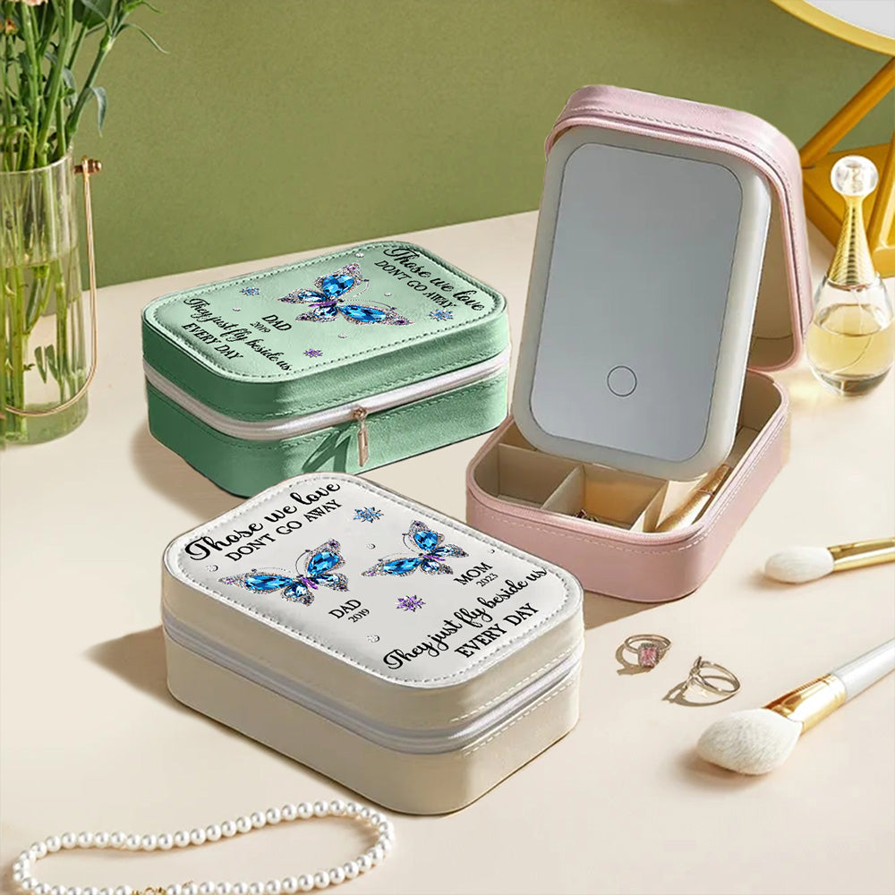 Those We Love Do Not Go Away - Personalized Custom Jewelry Box With LED Mirror