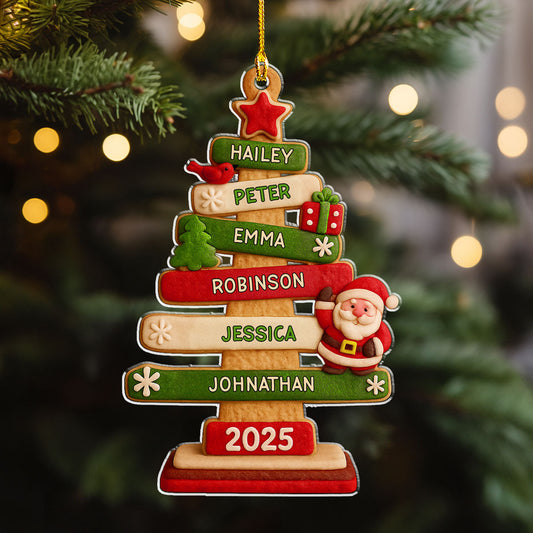Family Names Christmas Holiday - Personalized Custom Acrylic Ornament