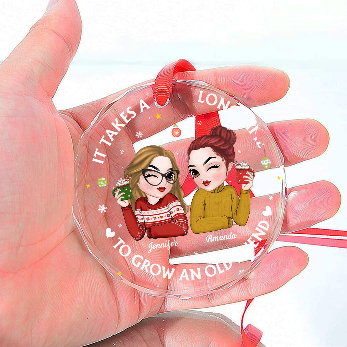 Lets Be Friends Until We Are Old - Personalized Custom Glass Ornament