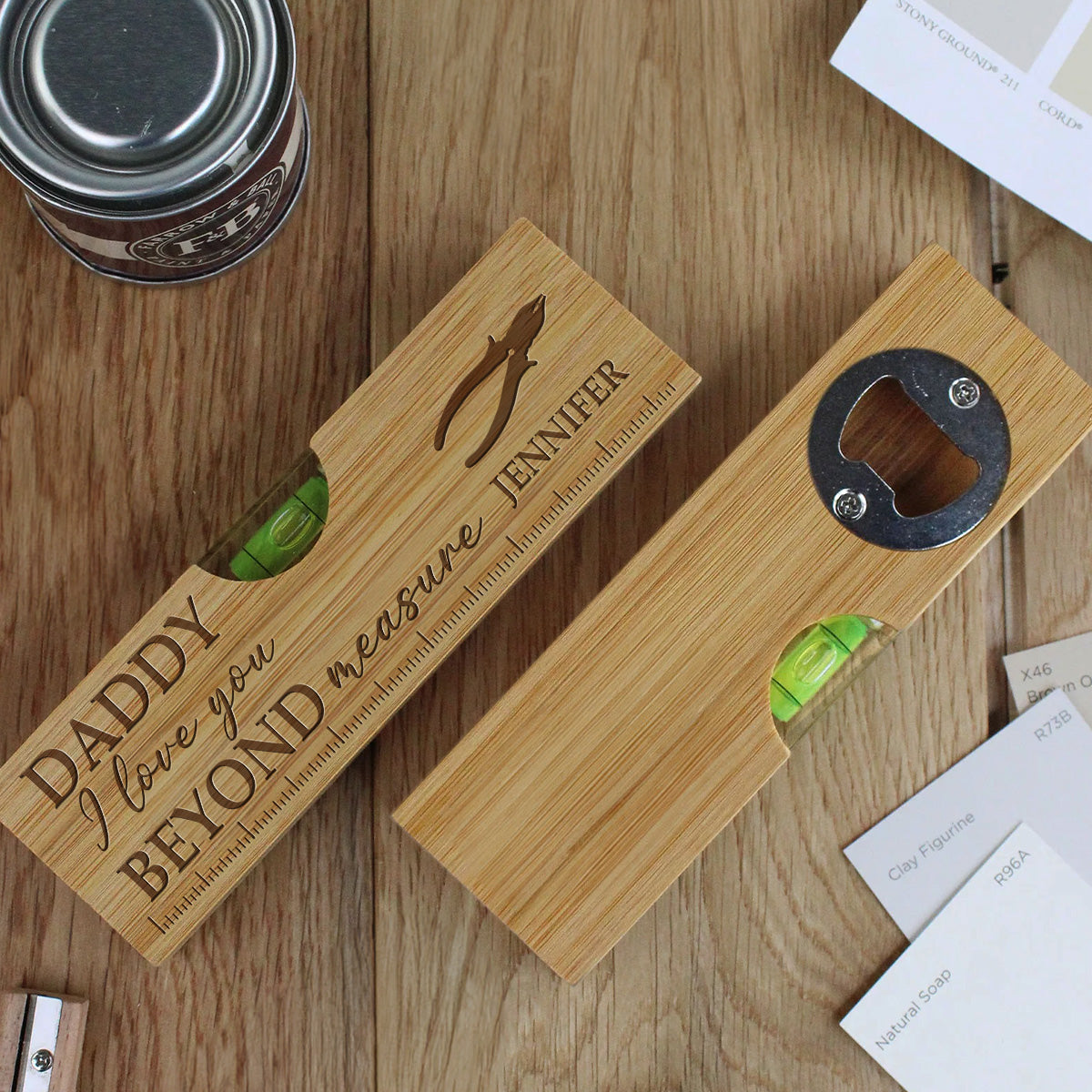 We Love You Beyond Measure - Personalized Custom Engraved Wooden Spirit Level Bottle Opener