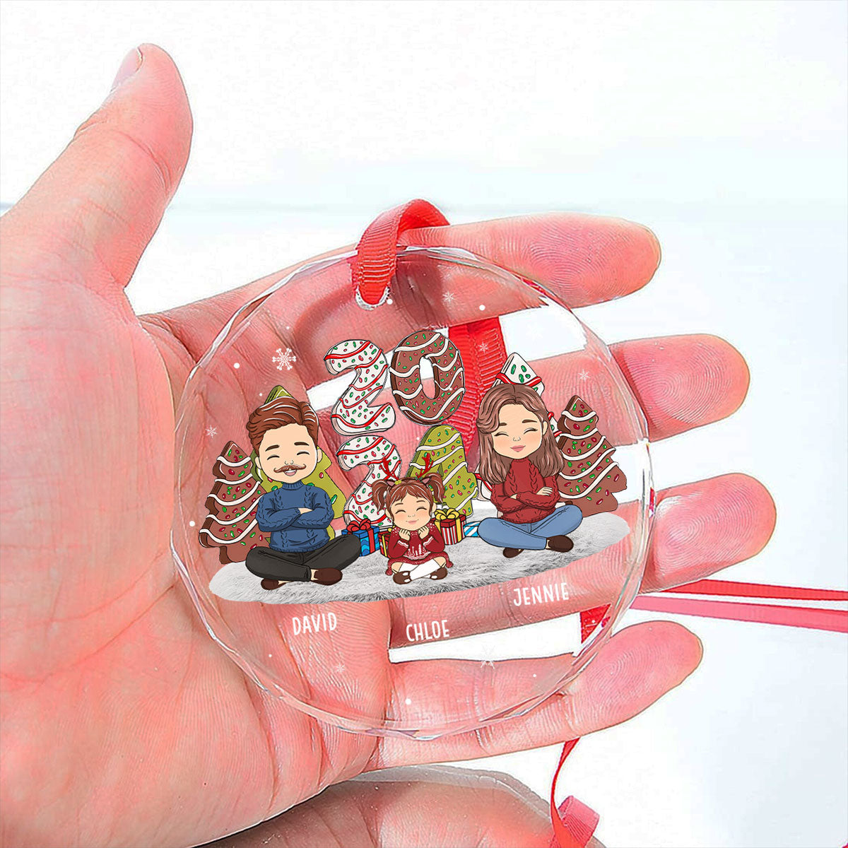 Family Cake - Personalized Custom Glass Ornament