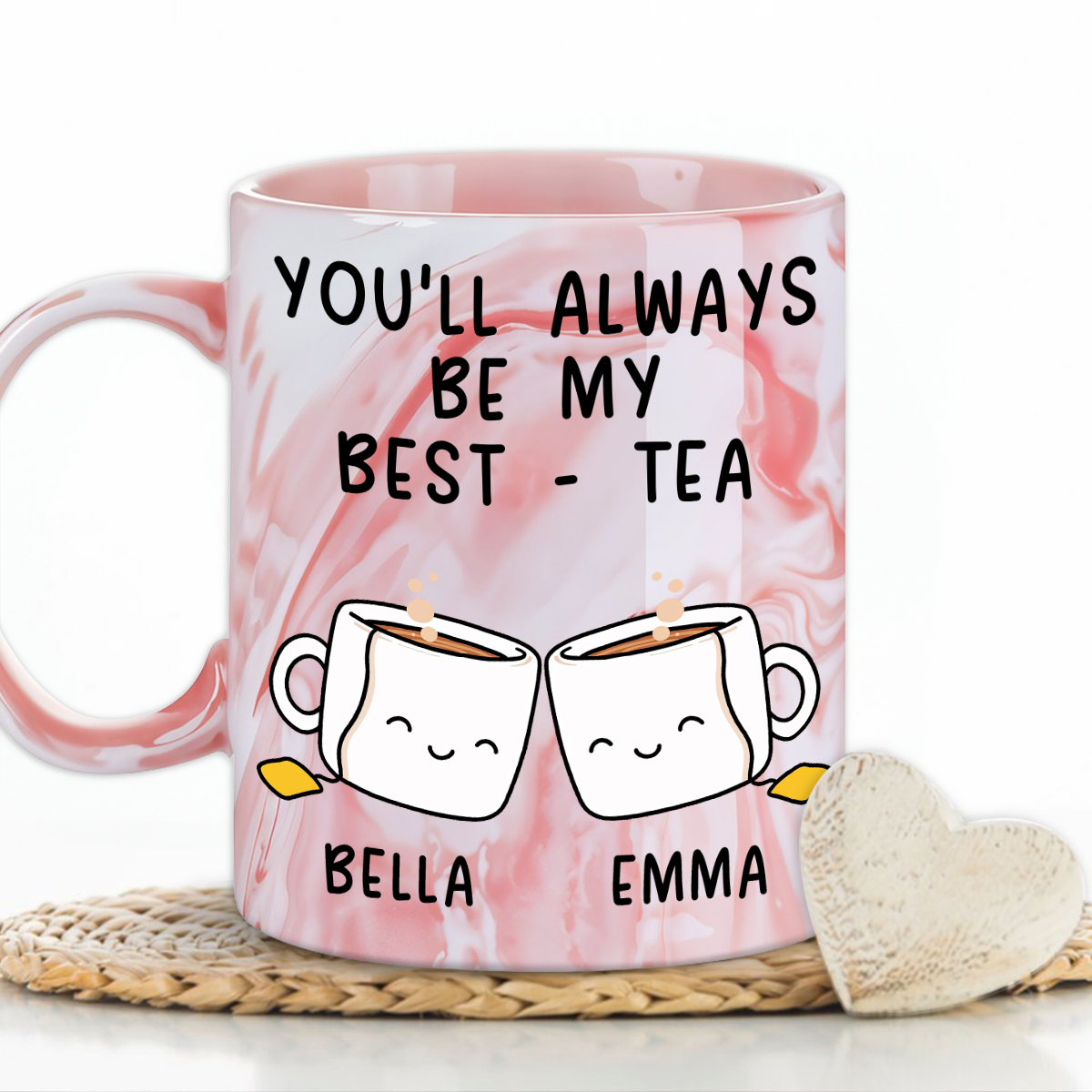 My Best Tea - Personalized Custom Pink Marble Mug