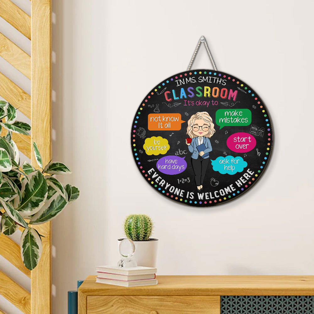 In My Classroom Everything Is Okay - Personalized Custom Wood Sign