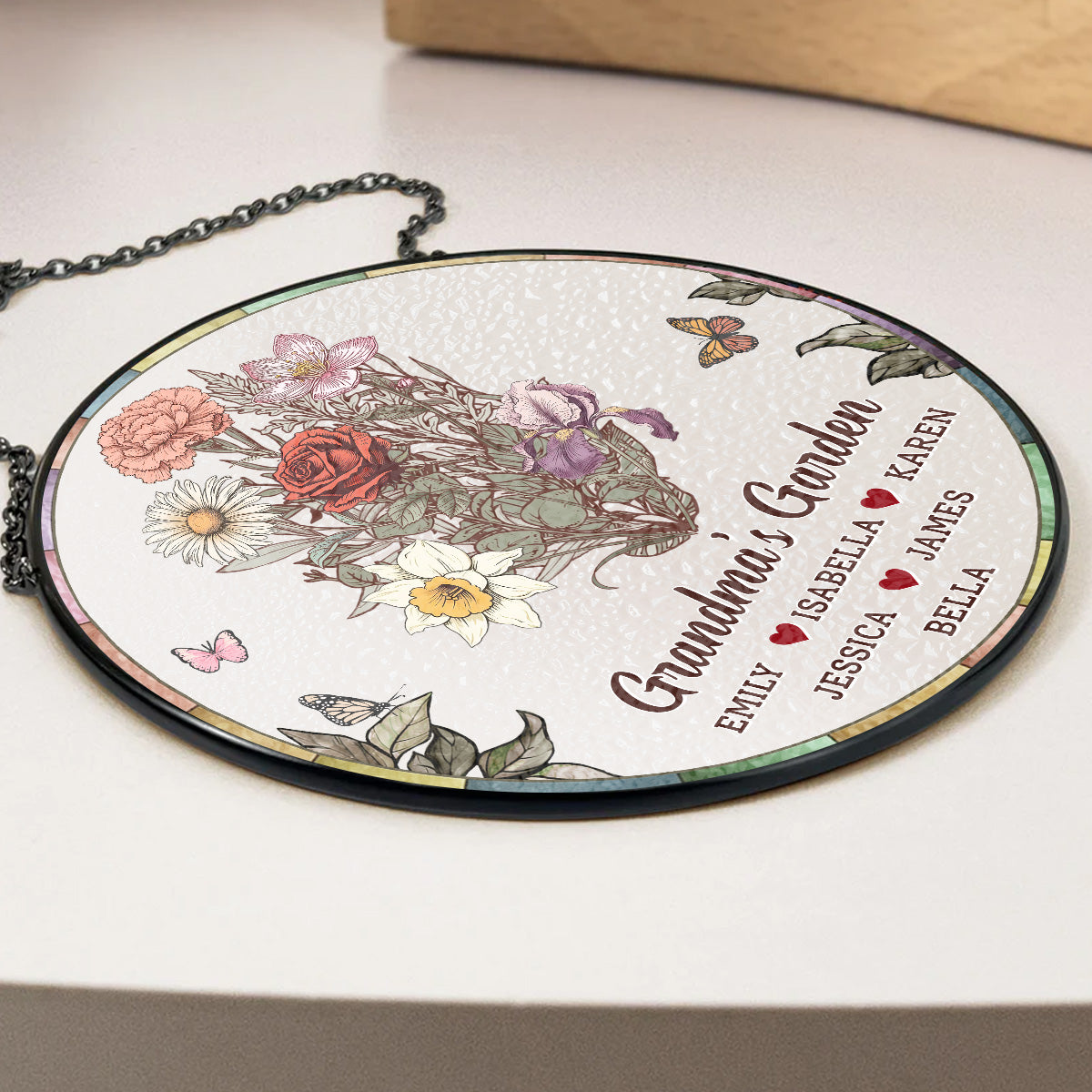 Birth Flower Grandma Garden - Personalized Custom Window Hanging Suncatcher