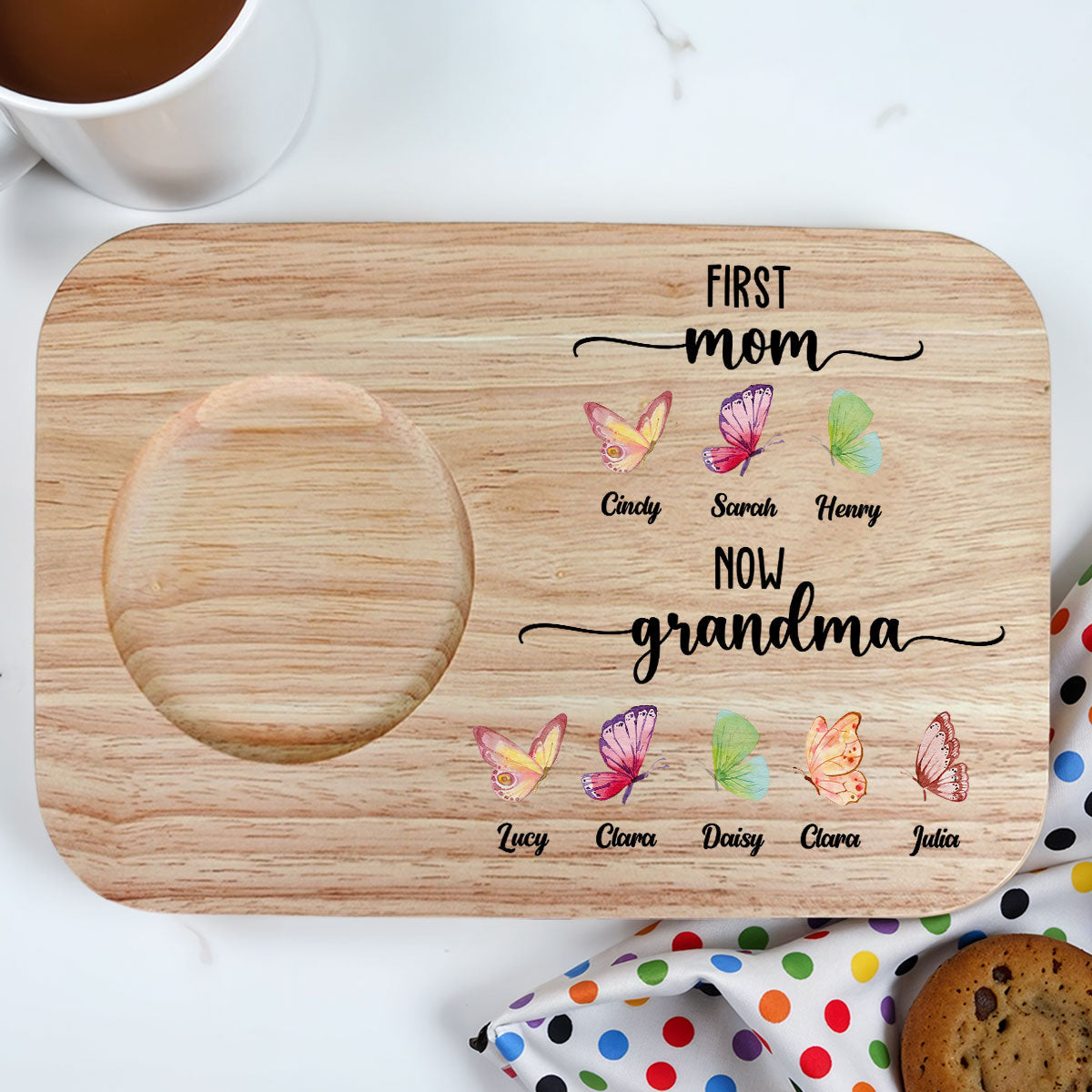 First Mom Now Grandma - Personalized Custom Wooden Treat Board