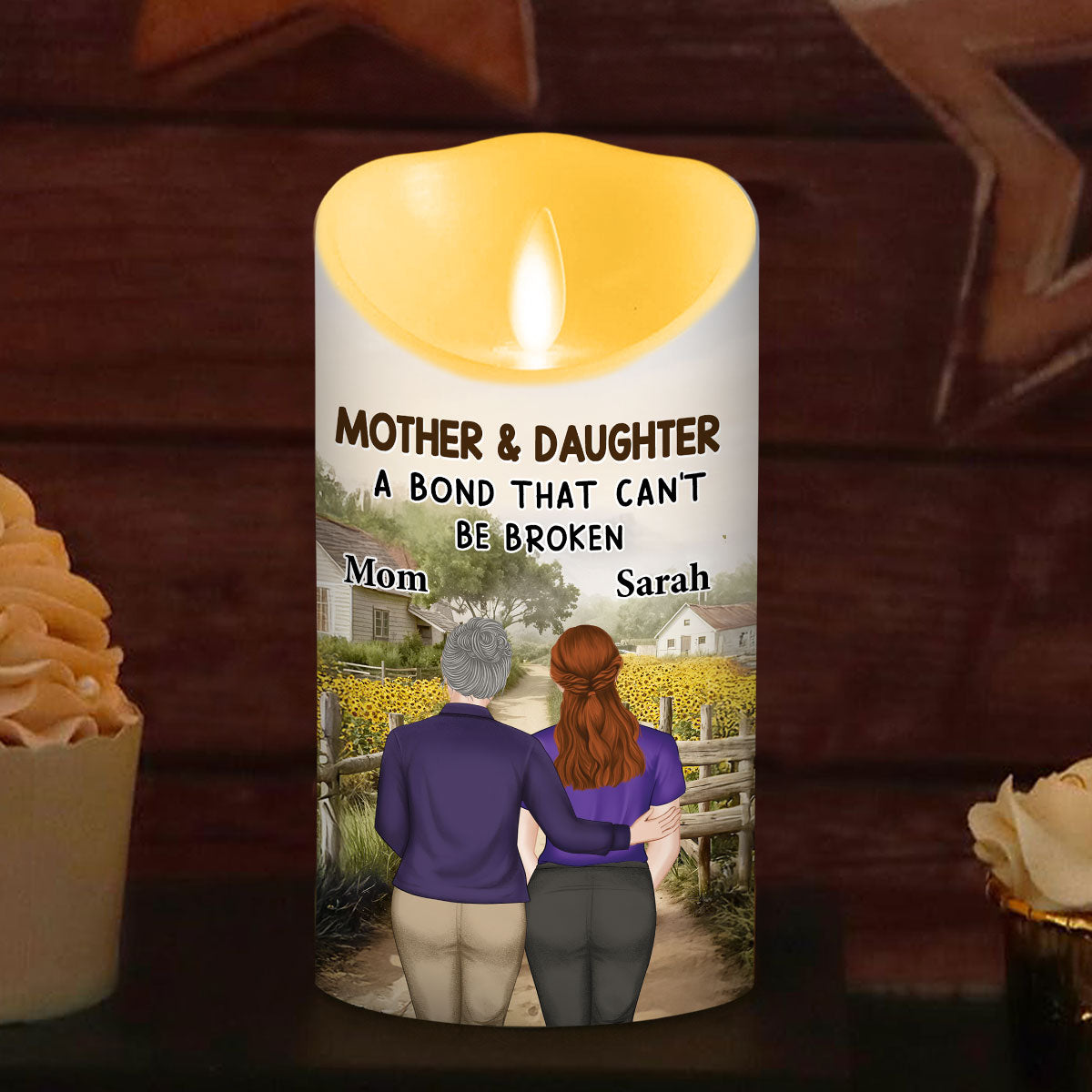 Mother And Daughter - Personalized Custom LED Candle