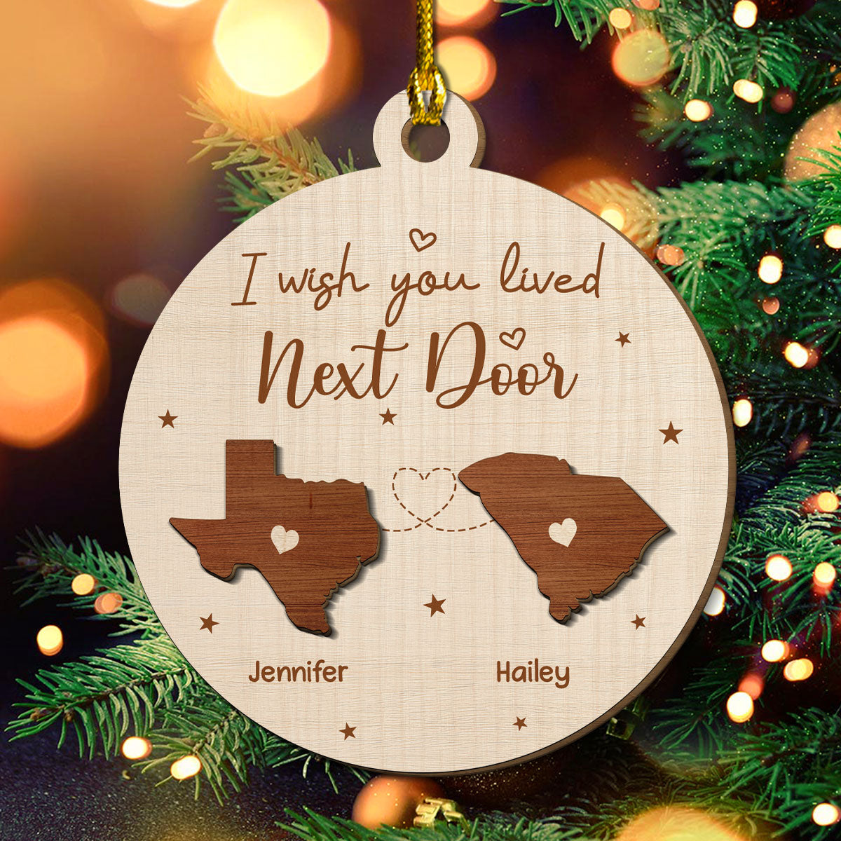 I Wish We Lived Closer - Personalized Custom Freeshape 2-Layered Wood Ornament
