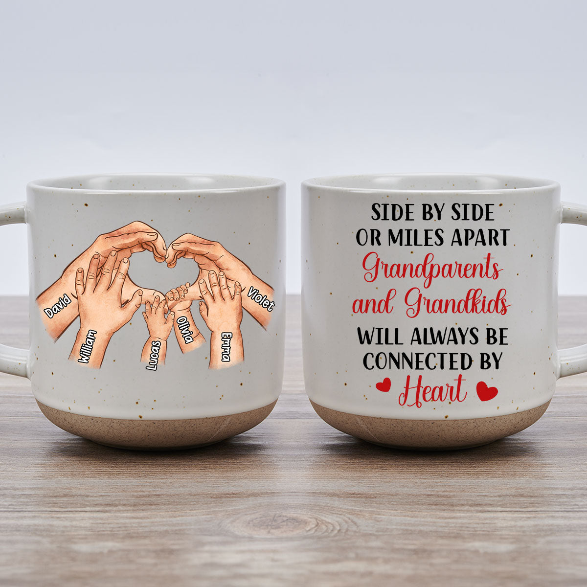 We Will Always Be Connected By Heart - Personalized Custom Pottery Mug