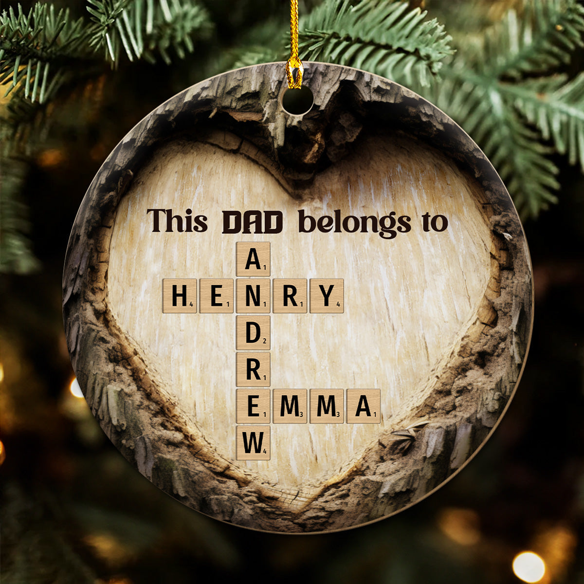 This Dad Belong To Crossword Art - Personalized Custom Wood Ornament