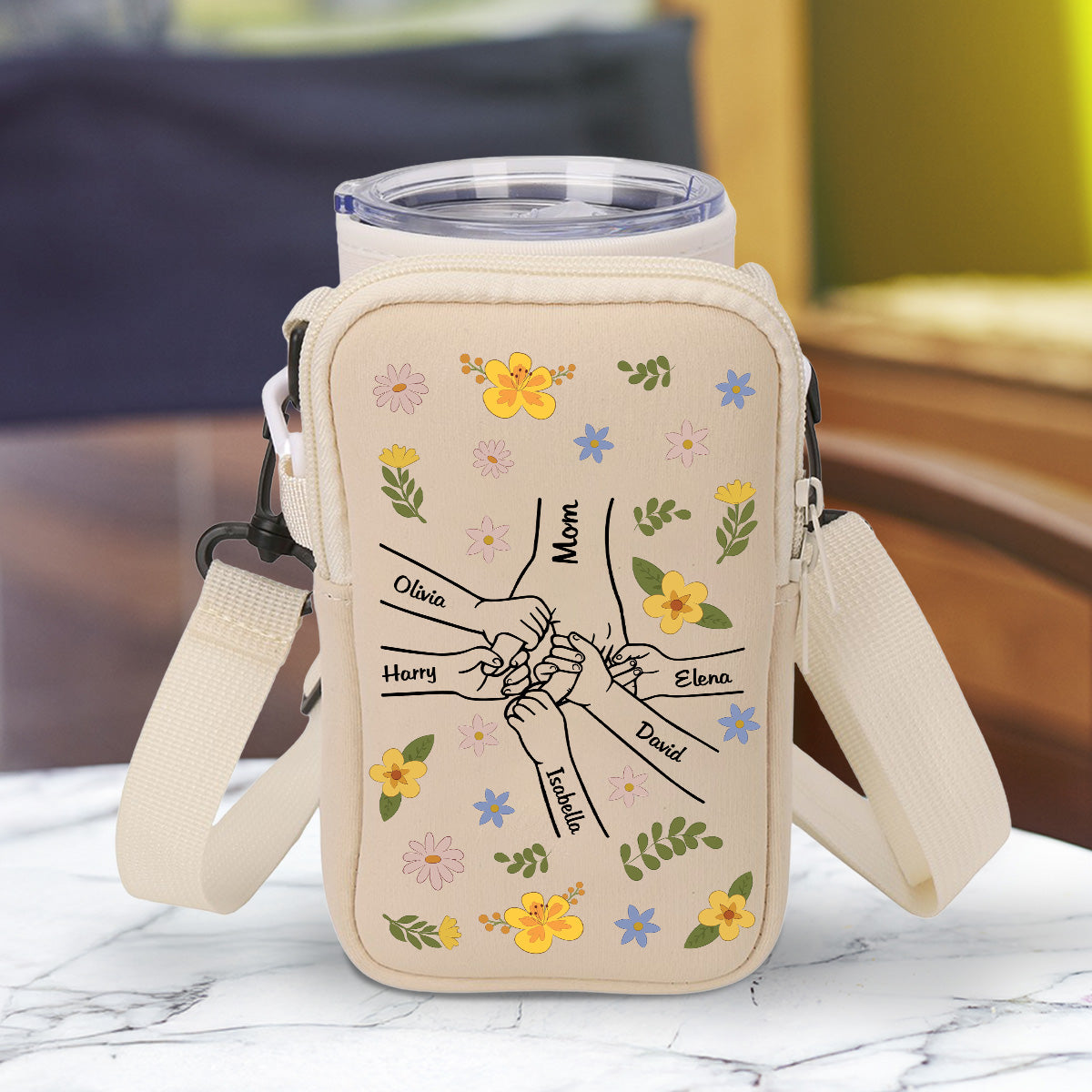 Hand In Hand - Personalized Custom Water Bottle Carrier Bag
