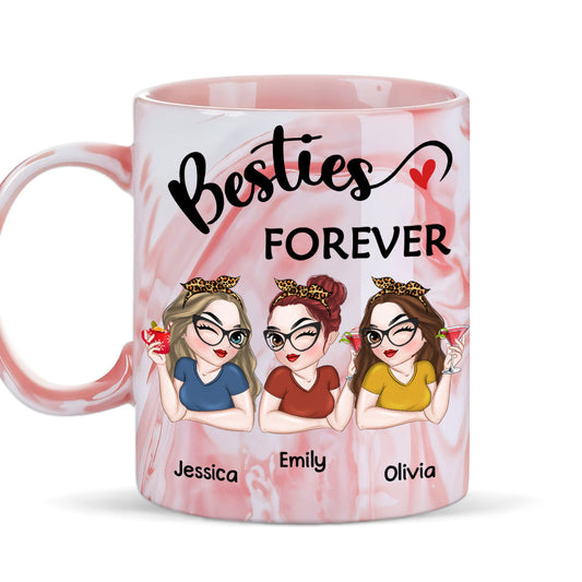 Besties forever - Personalized Custom Pink Marble Mug