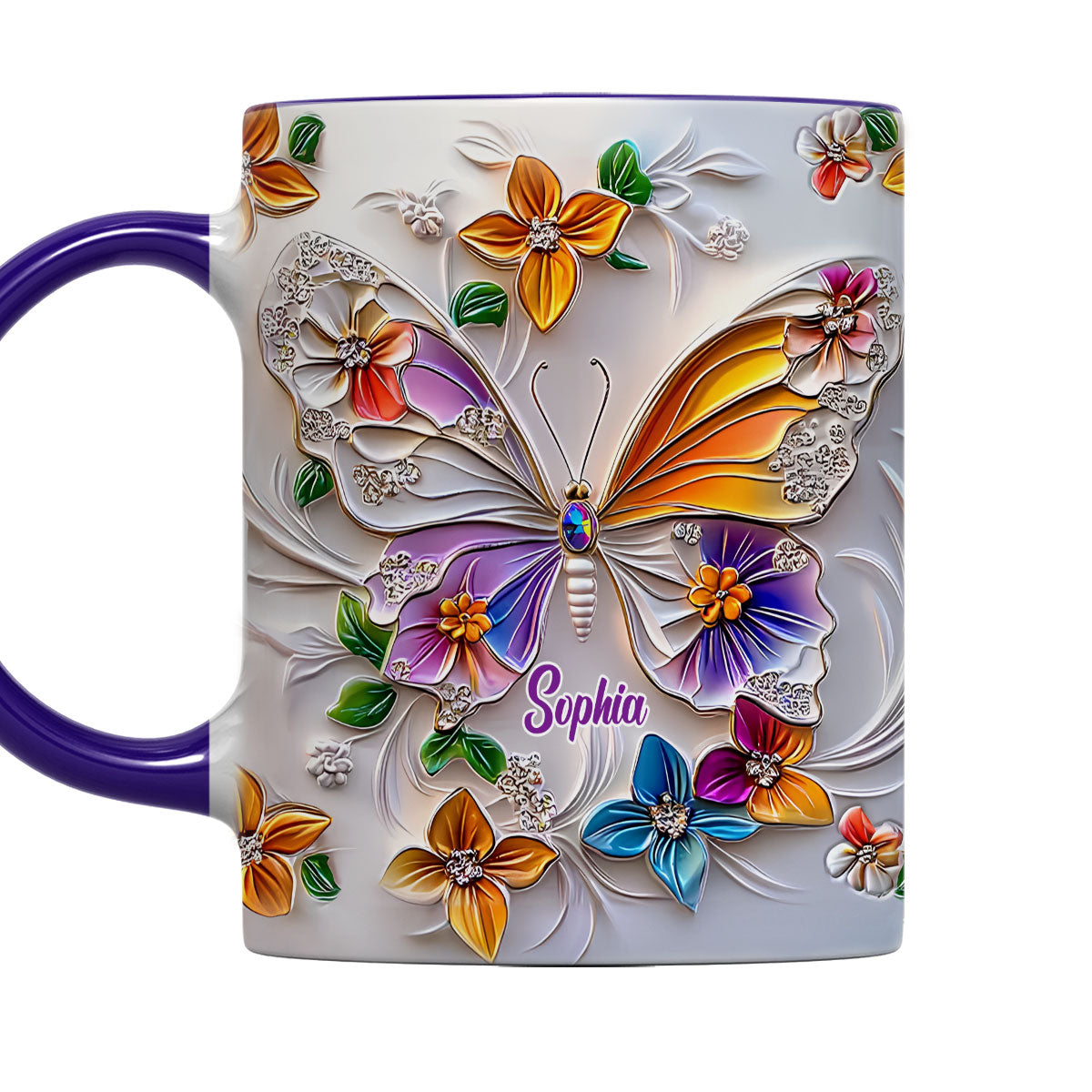 Stunning Butterfly - Personalized Custom 3D Inflated Effect Accent Mug