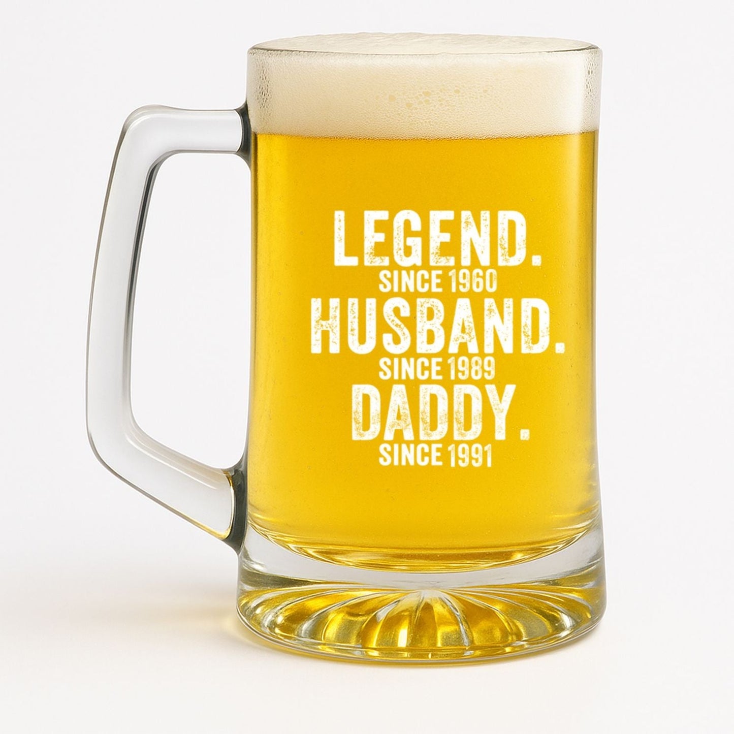 Legend Husband Dad Grandpa - Personalized Custom Beer Glass With Handle
