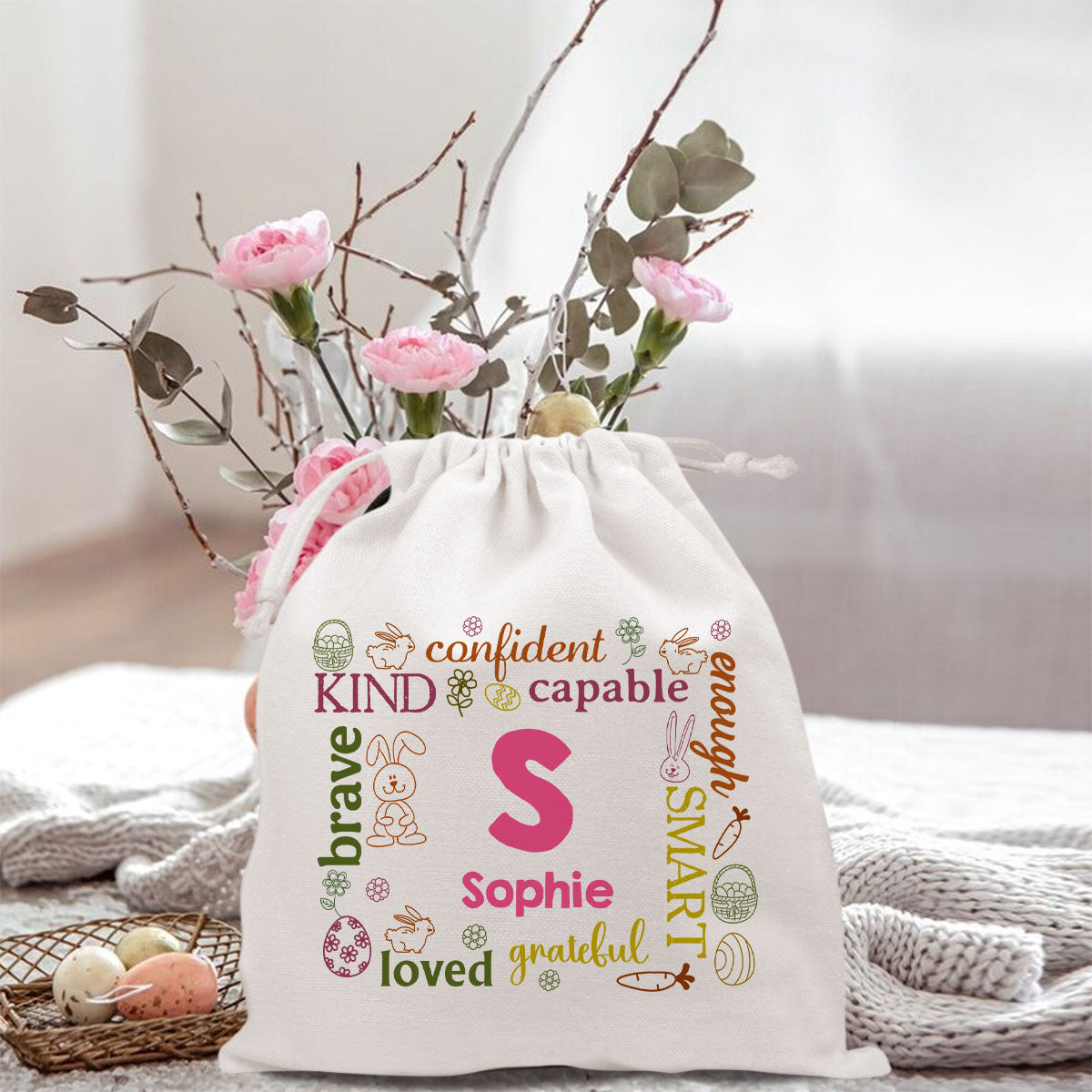 Happy Easter Name Letter - Personalized Custom Favor Bag