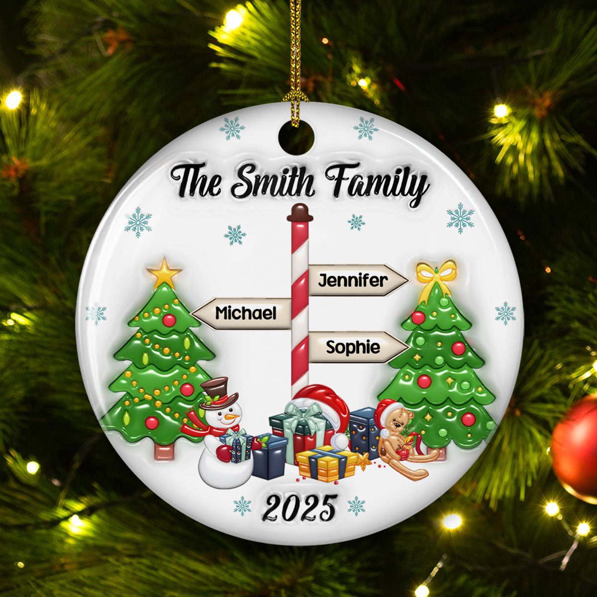 Our Family 2025 - Personalized Custom 3D Inflated Effect Ceramic Ornament