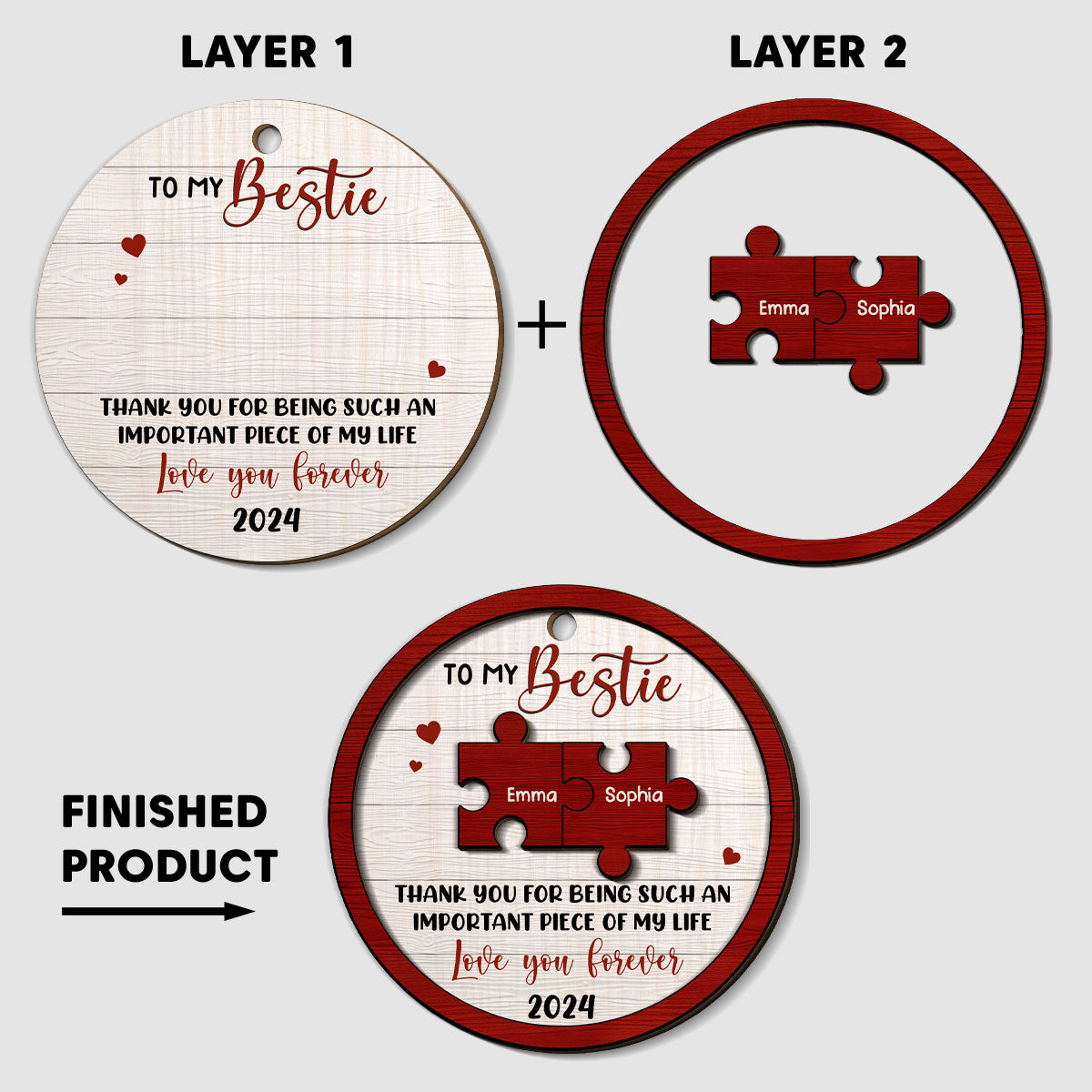 I Will Be There Pinky Promise - Personalized Custom Freeshape 2-Layered Wood Ornament