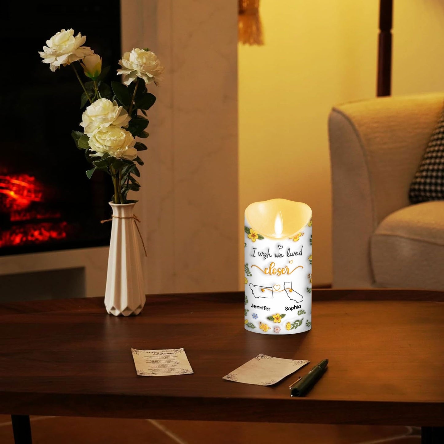 I Wish We Lived Closer - Personalized Custom 3D Inflated Effect LED Candle