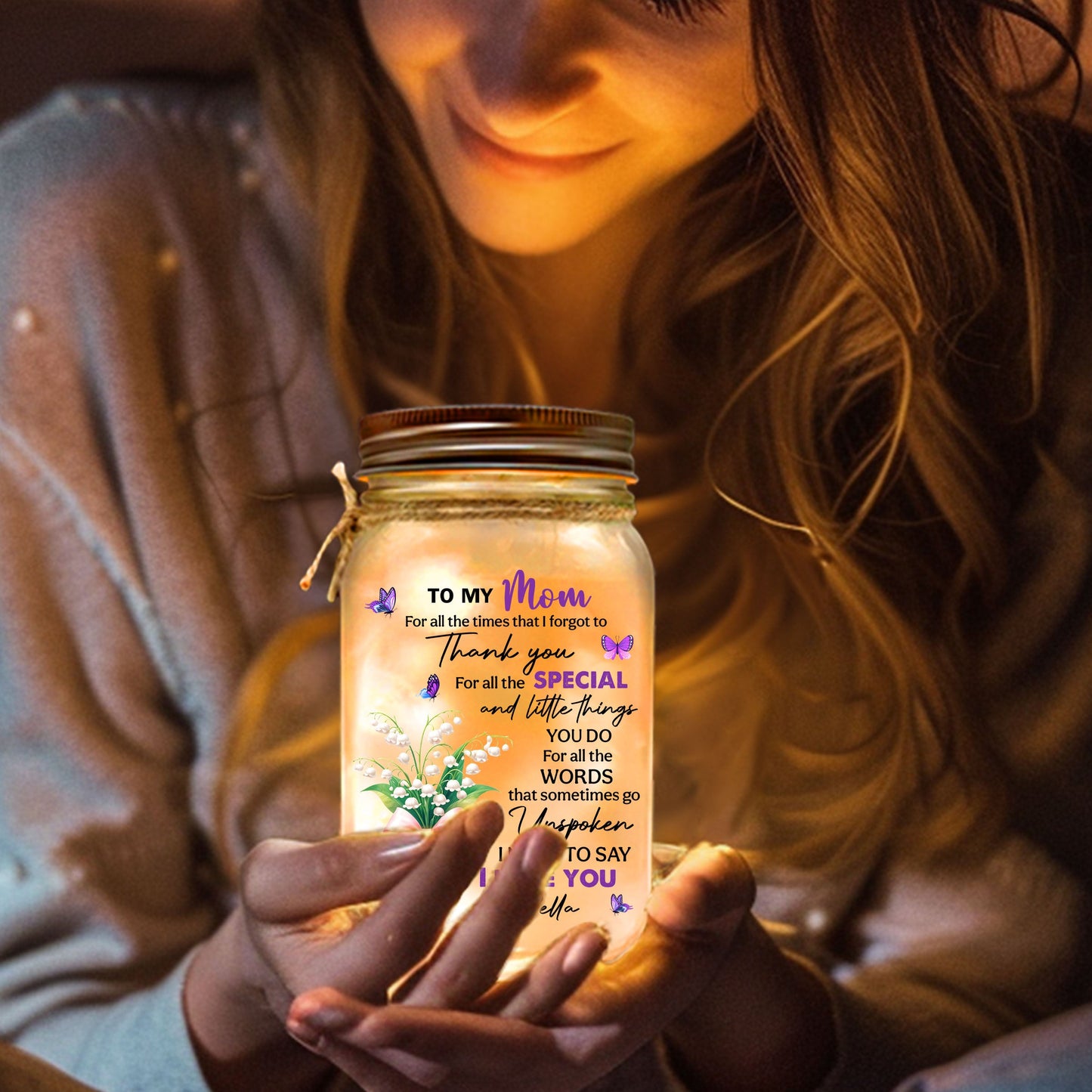 Thank You My Great Mother - Personalized Custom Mason Jar Light