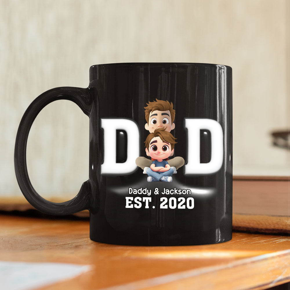 Happy Kids With Dad - Personalized Custom 3D Inflated Effect Mug