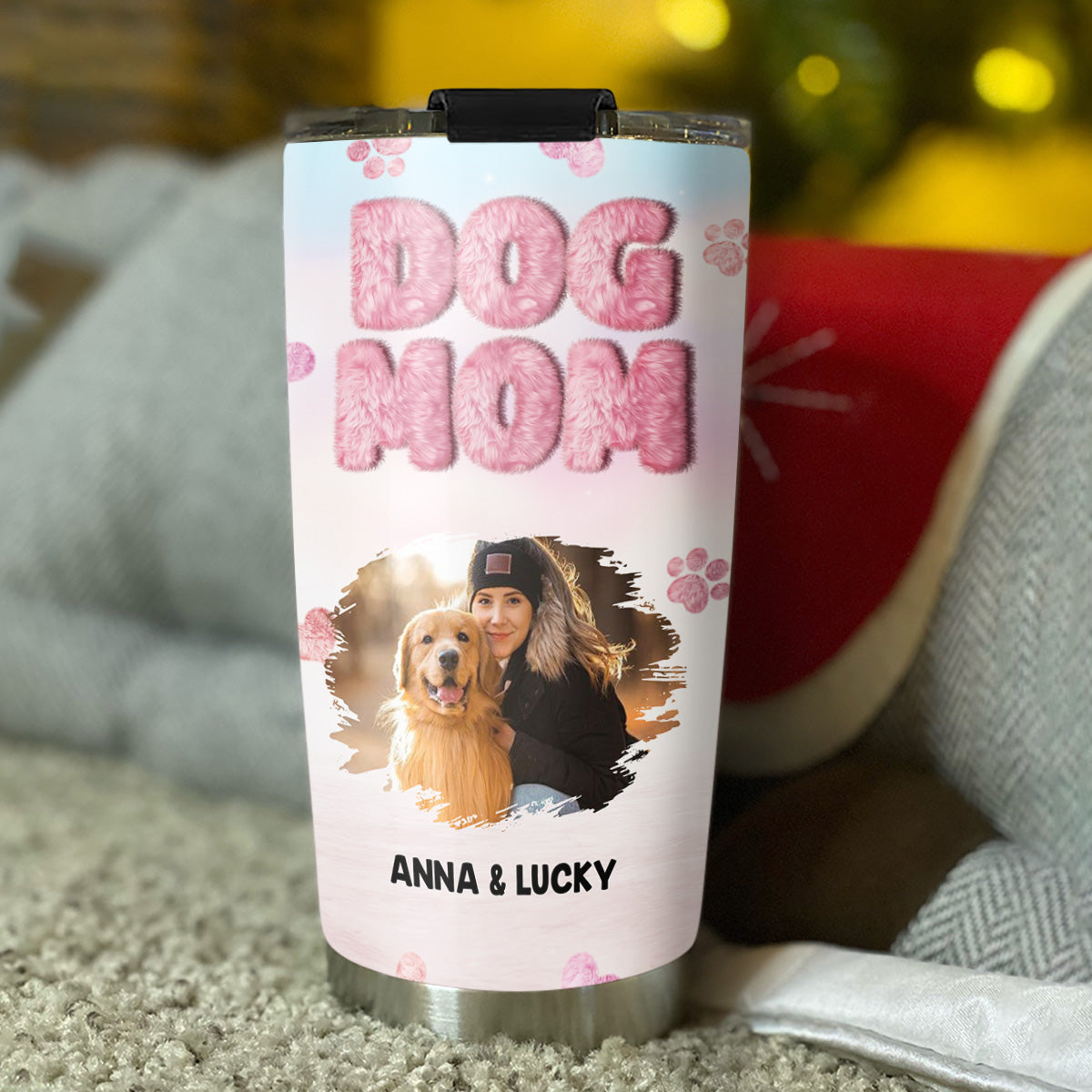 Fluffy Dog Mom Photo - Personalized Custom Tumbler