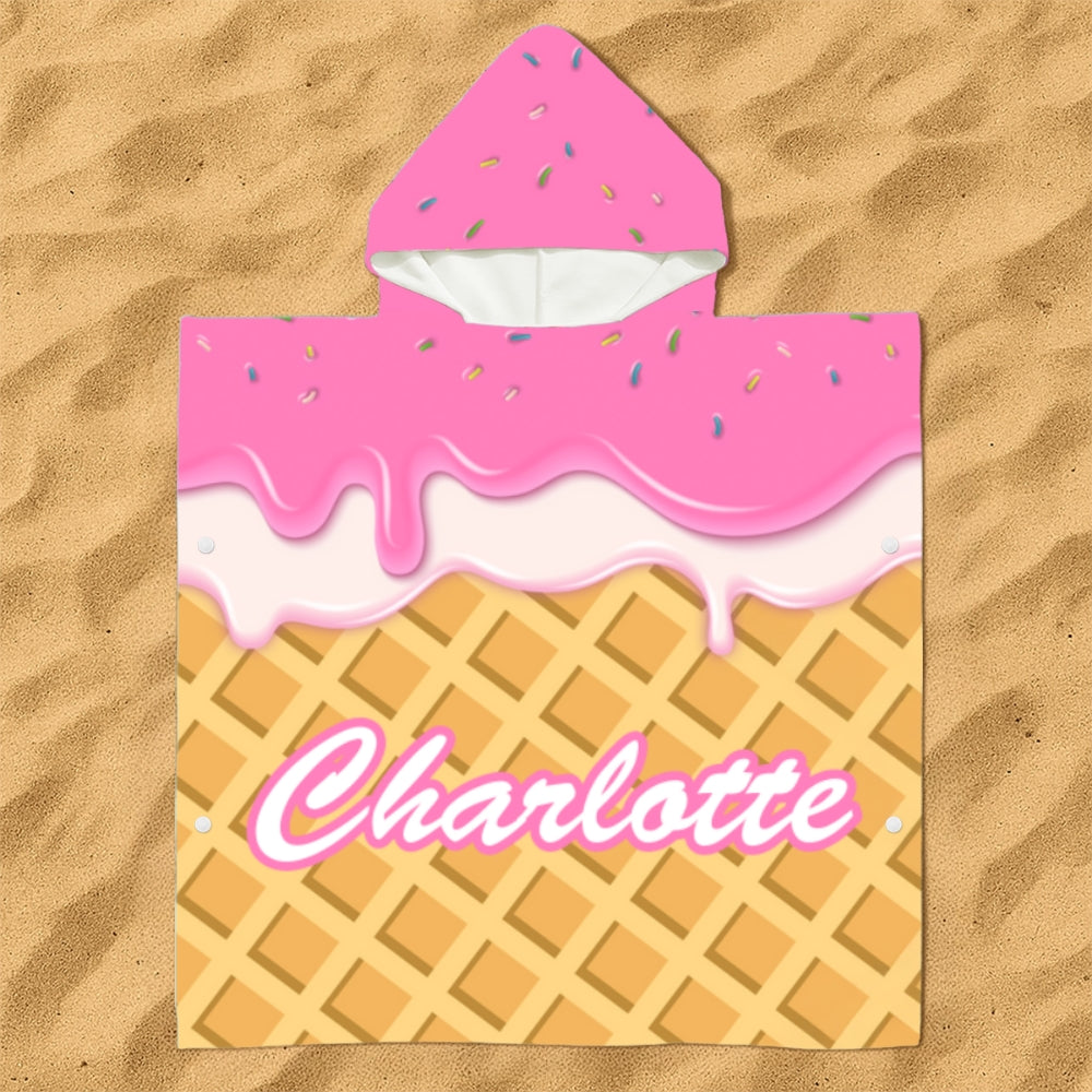 Ice Cream - Personalized Custom Hooded Beach Towel