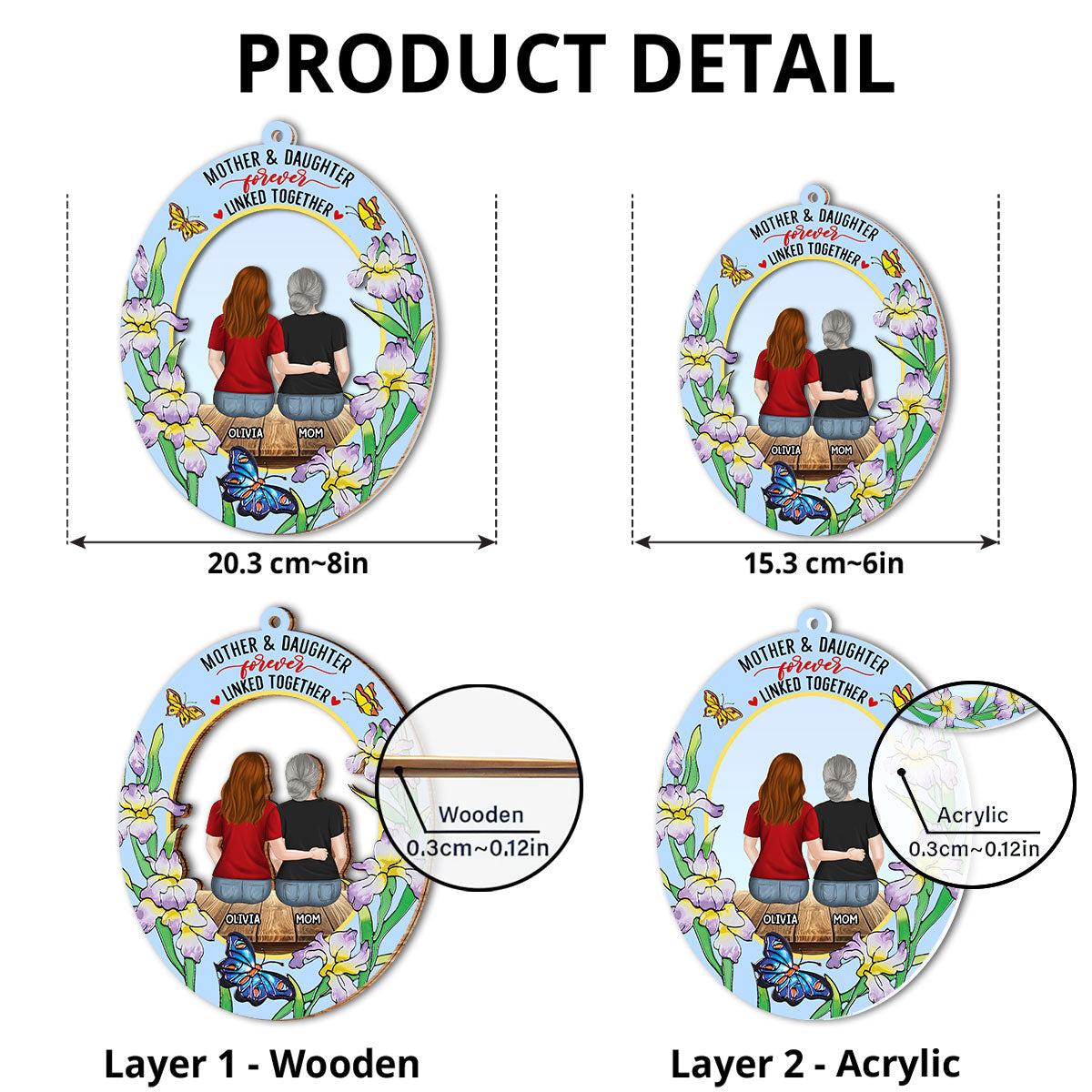 Mother And Daughter - Personalized Custom Suncatcher