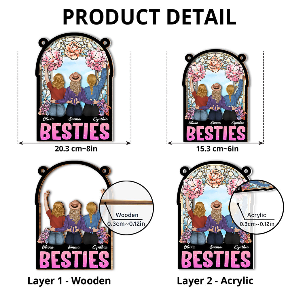 Bestie Sitting Together - Personalized Custom Suncatcher
