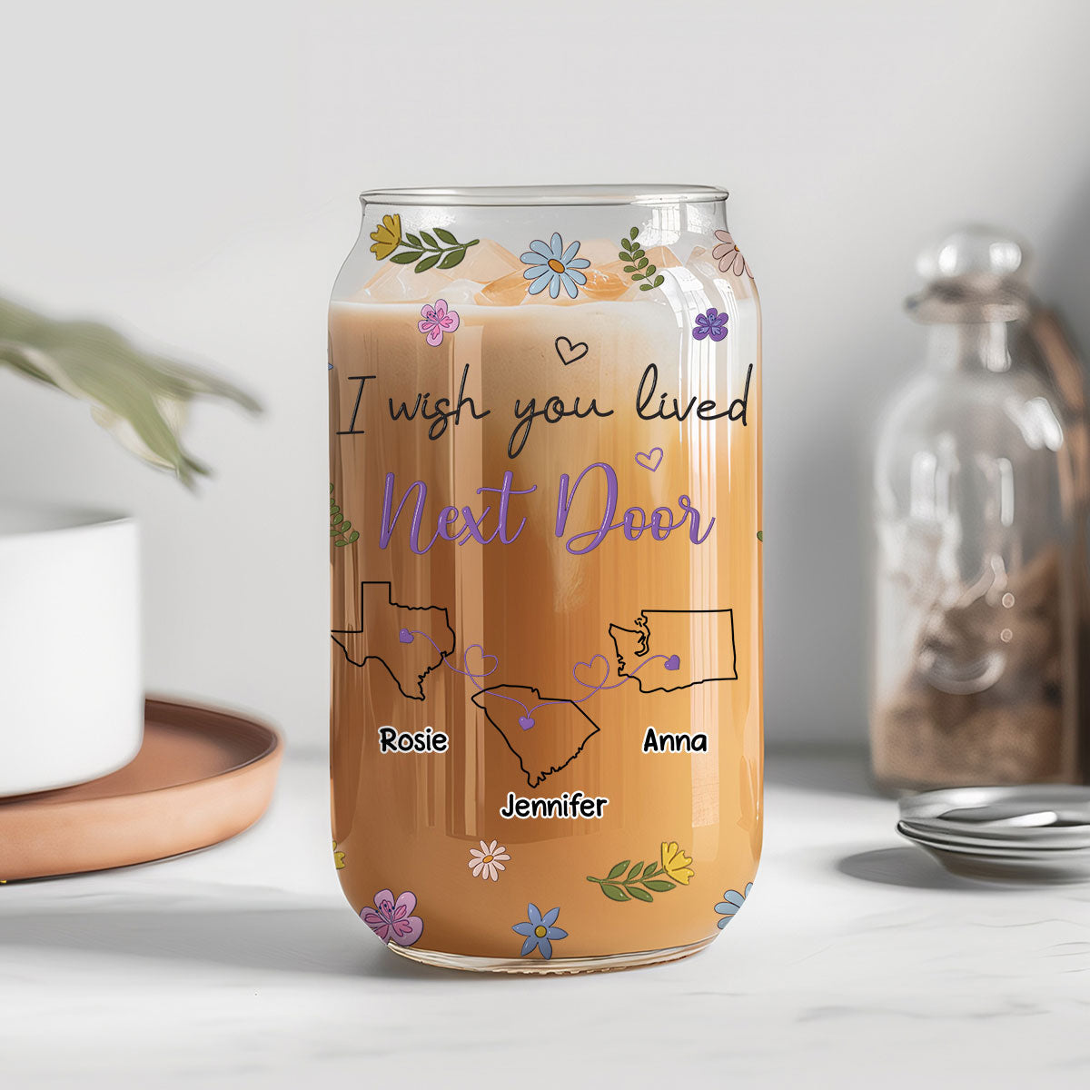 I Wish We Lived Closer - Personalized Custom Glass Can