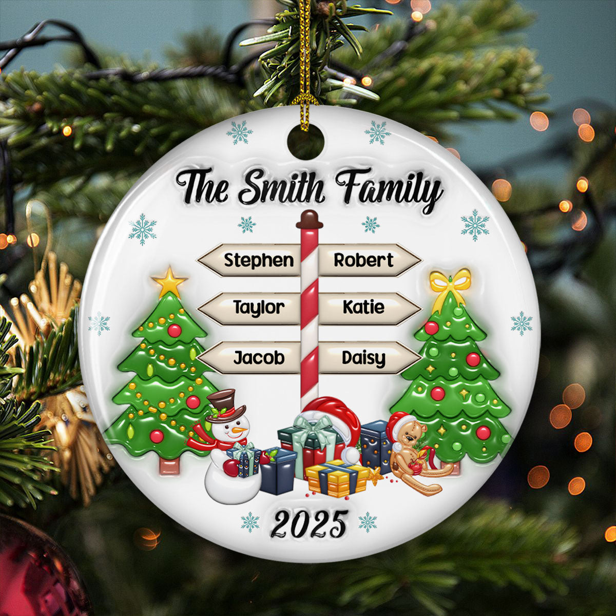 Our Family 2025 - Personalized Custom 3D Inflated Effect Ceramic Ornament
