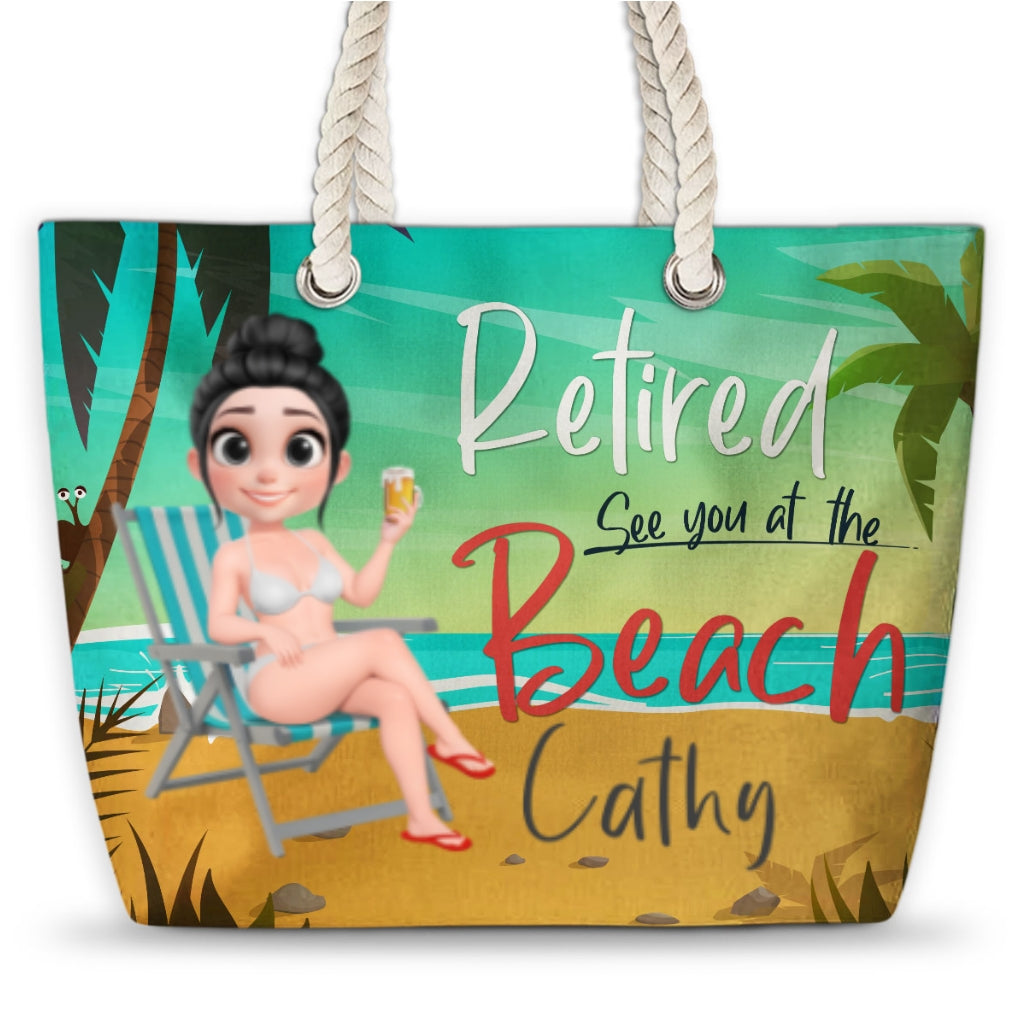 Retired Cartoonize - Personalized Beach Bag