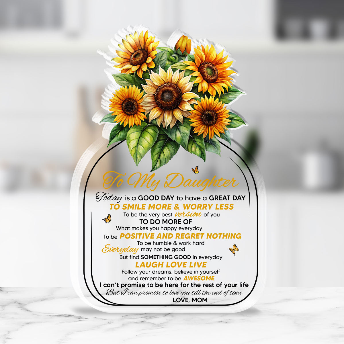 Sunflower Love Letter To Daughter - Personalized Custom Acrylic Plaque