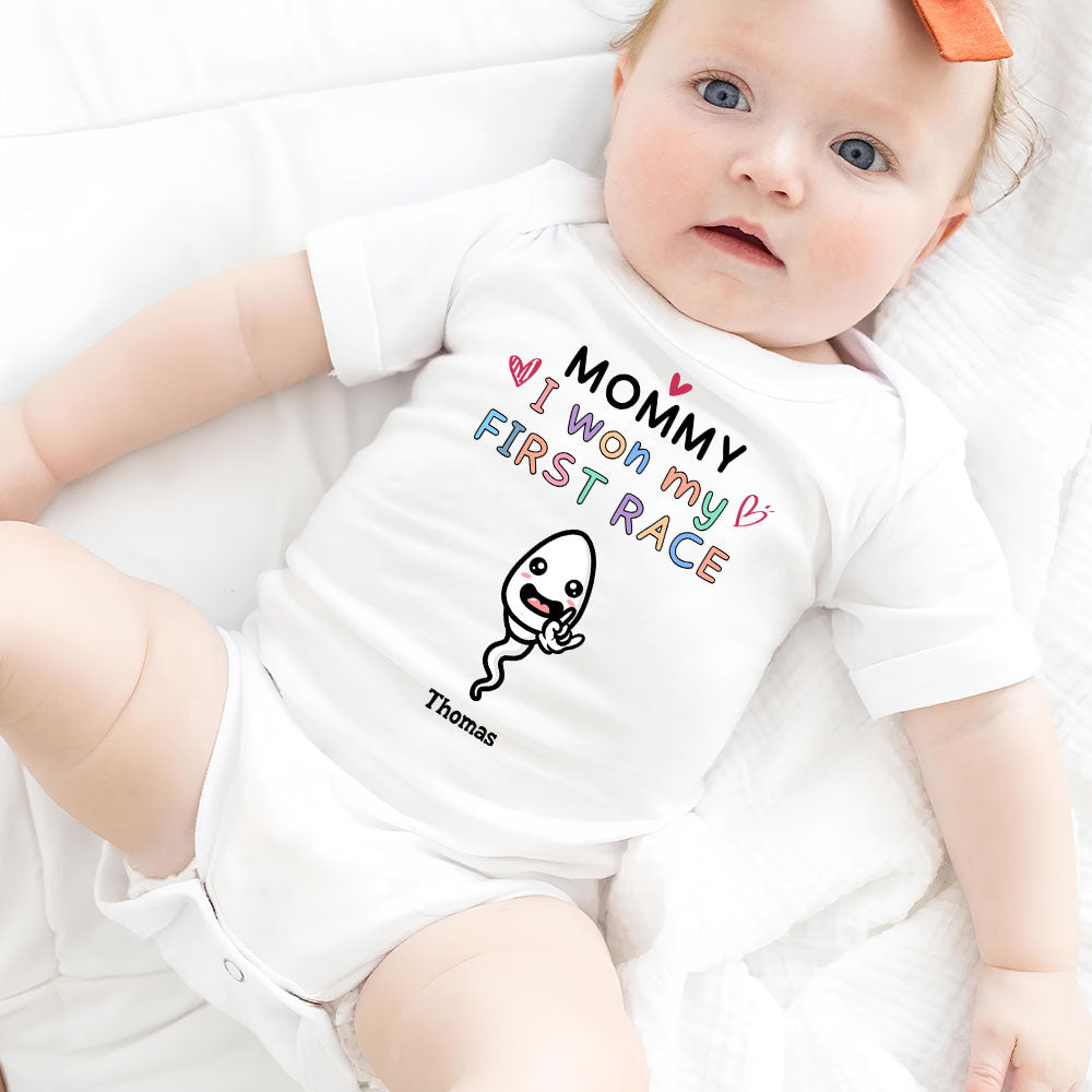 Mummy I Won First Race - Personalized Custom Baby Onesie