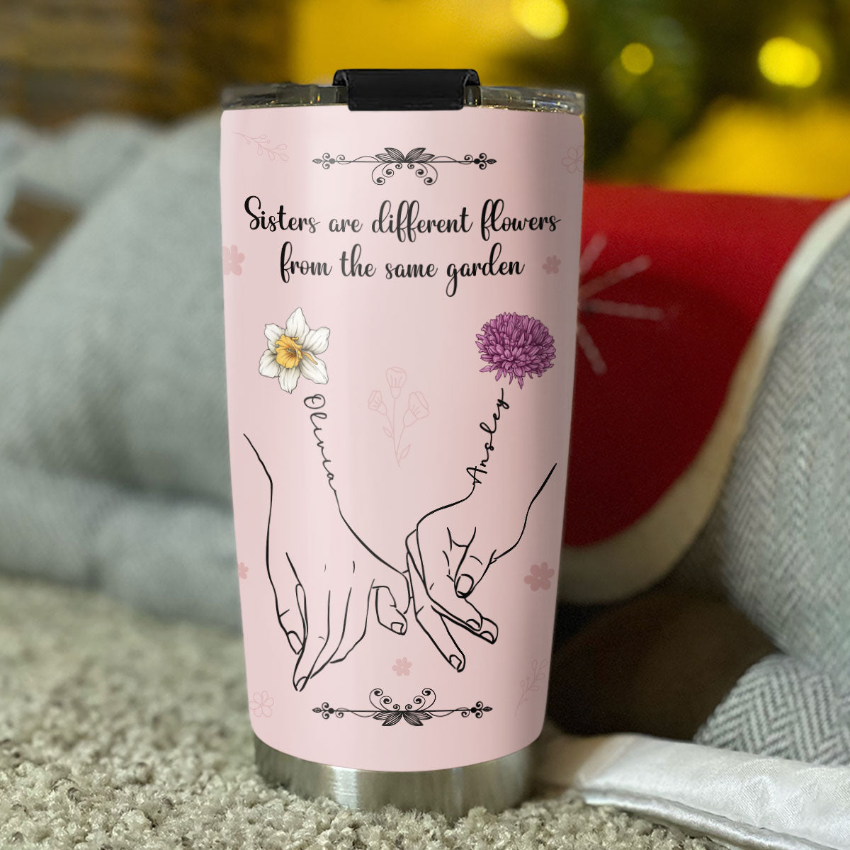 Flower Hands In Hands - Personalized Custom Tumbler