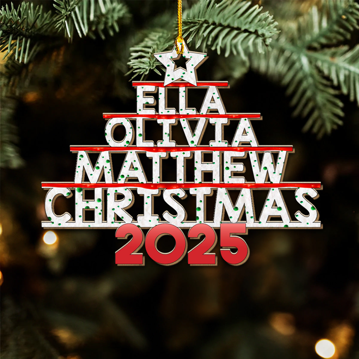 Family Name Custom Christmas Tree Cake - Personalized Custom Wood Ornament