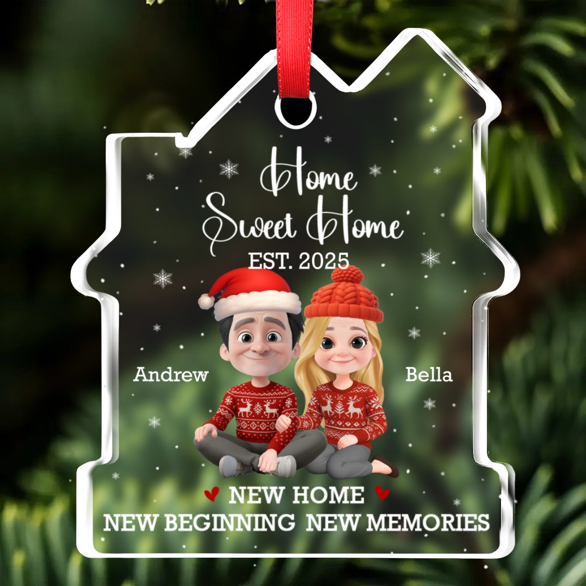 Home Sweet - Personalized Custom House Shaped Glass Ornament