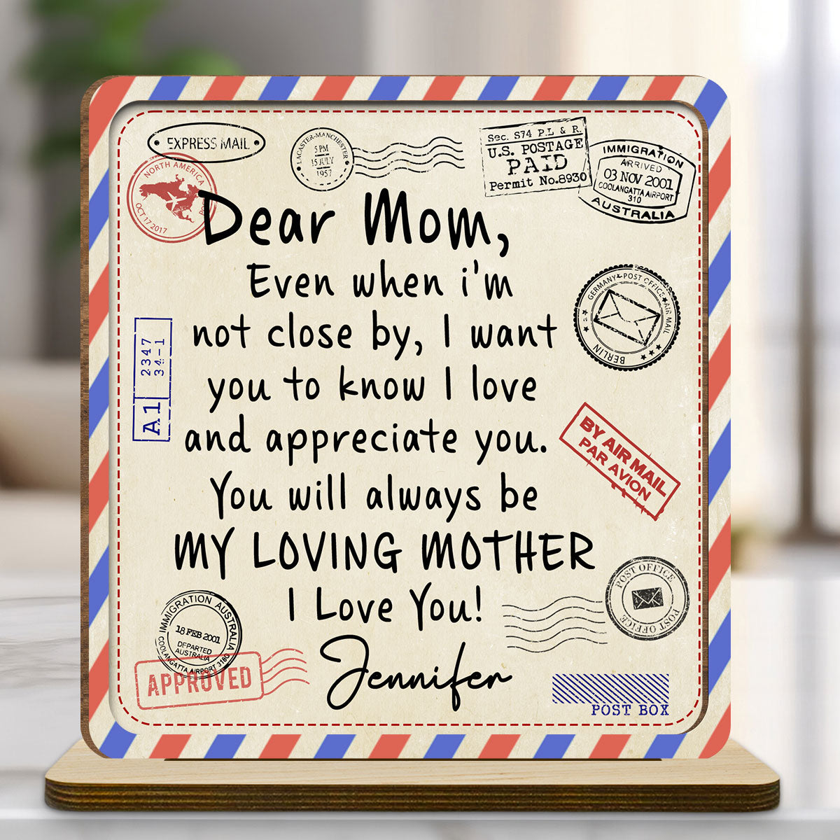 My Loving Mom - Personalized Custom 2-Layer Wood Plaque With Flat Base