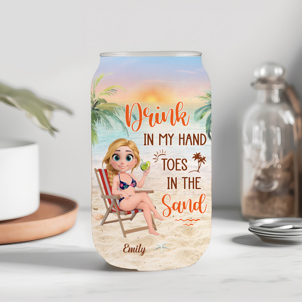 Life Is Better At The Beach - Personalized Custom Glass Can