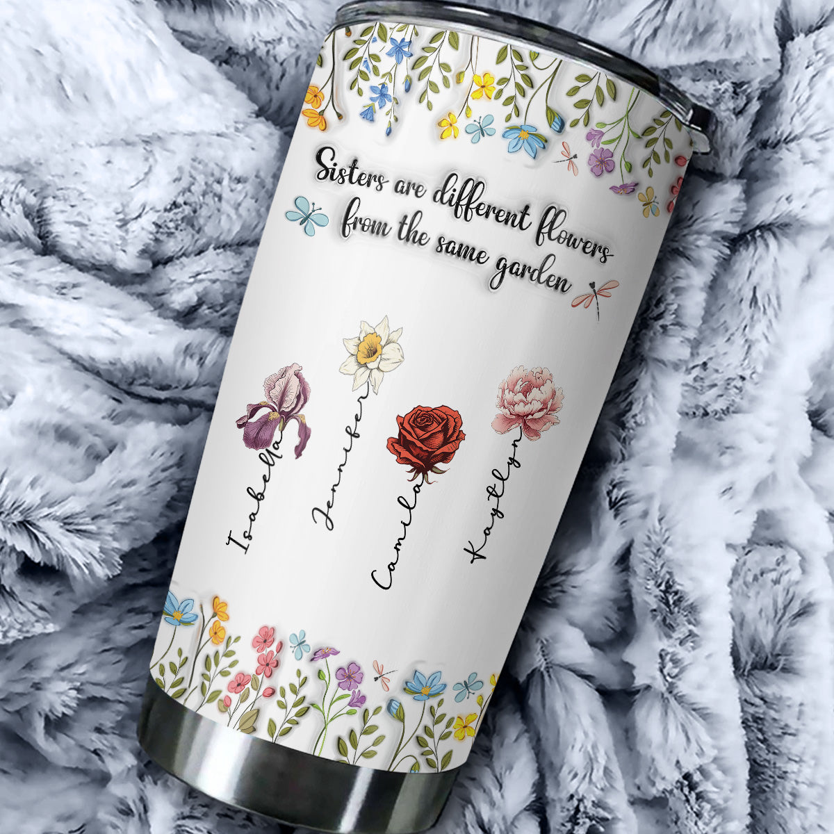 Sisters Are Different Flowers From The Same Garden - Personalized Custom 3D Inflated Effect Tumbler