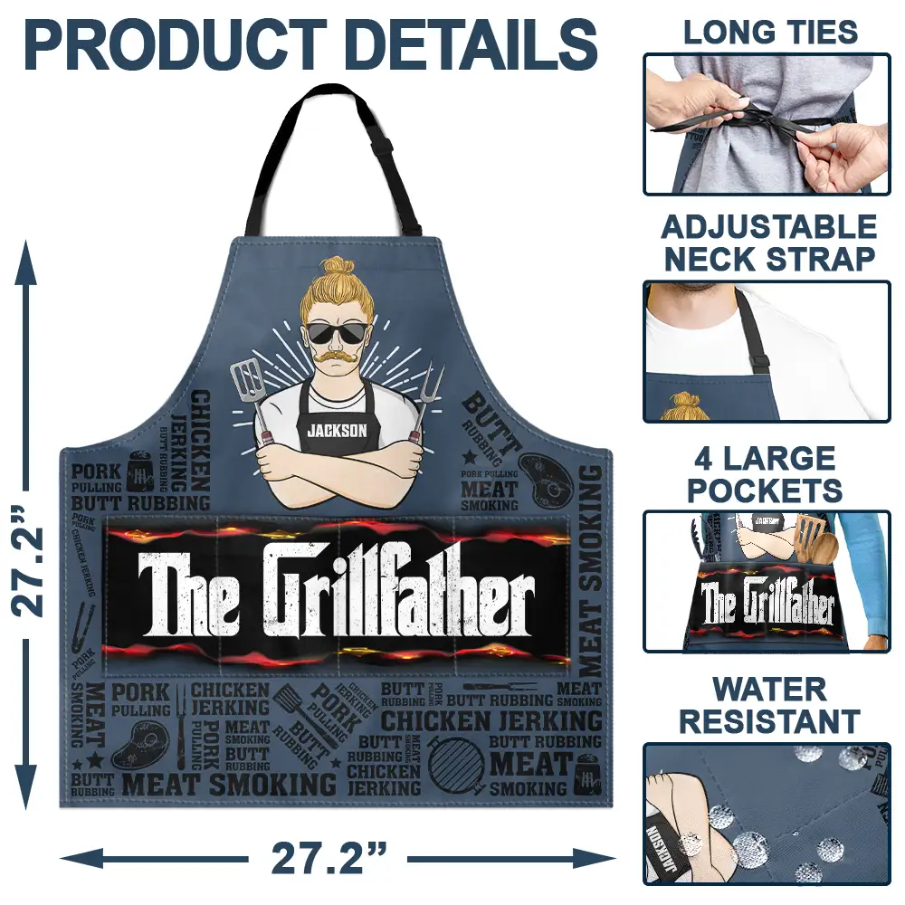 Meat Smoking Grillfather - Personalized Custom Apron