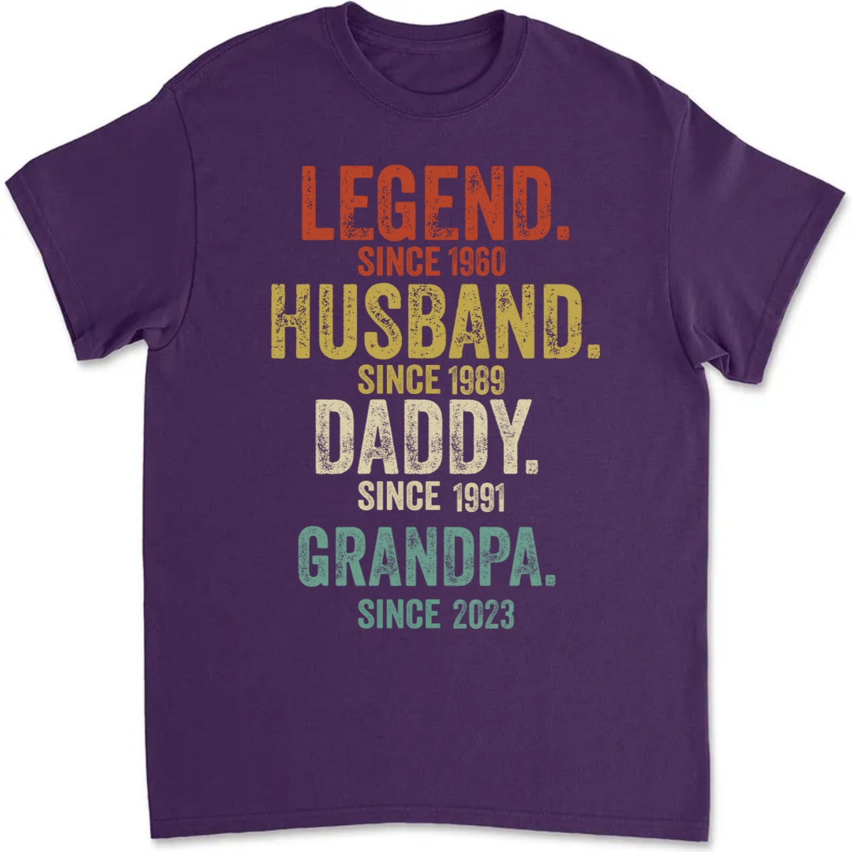 Legend Husband Dad Papa - Personalized Custom Fluorescent T-shirt