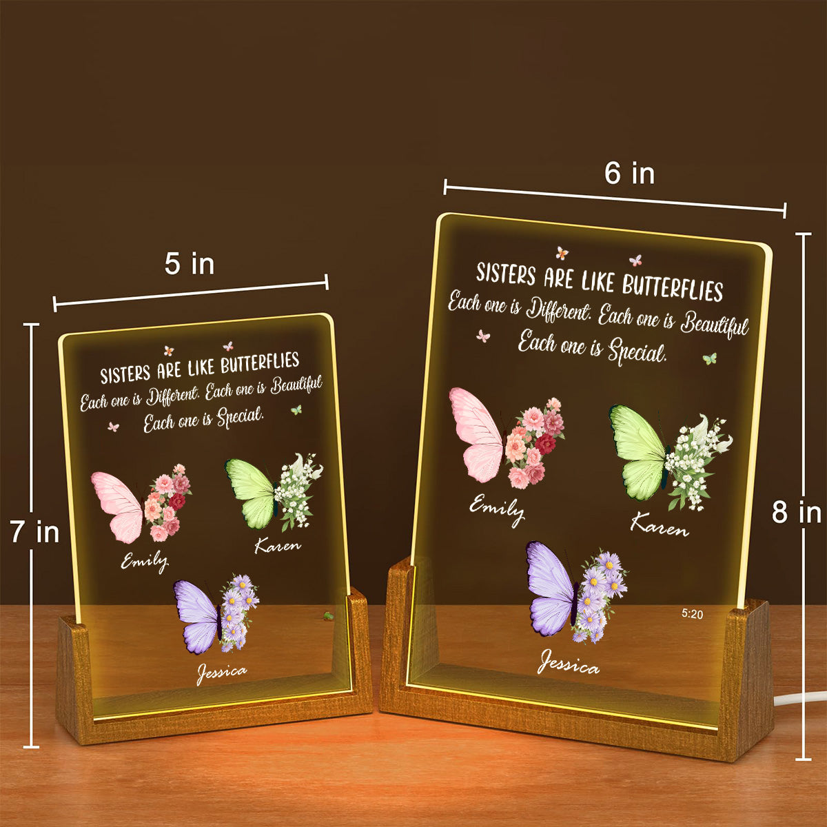 Sisters Bloom In Different Ways - Personalized Custom Plaque With Walnut Base