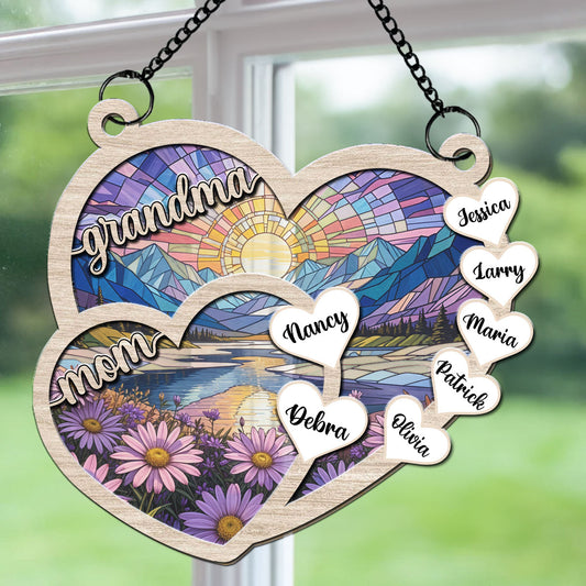 Grammy We Love You Forever - Personalized Custom Suncatcher 