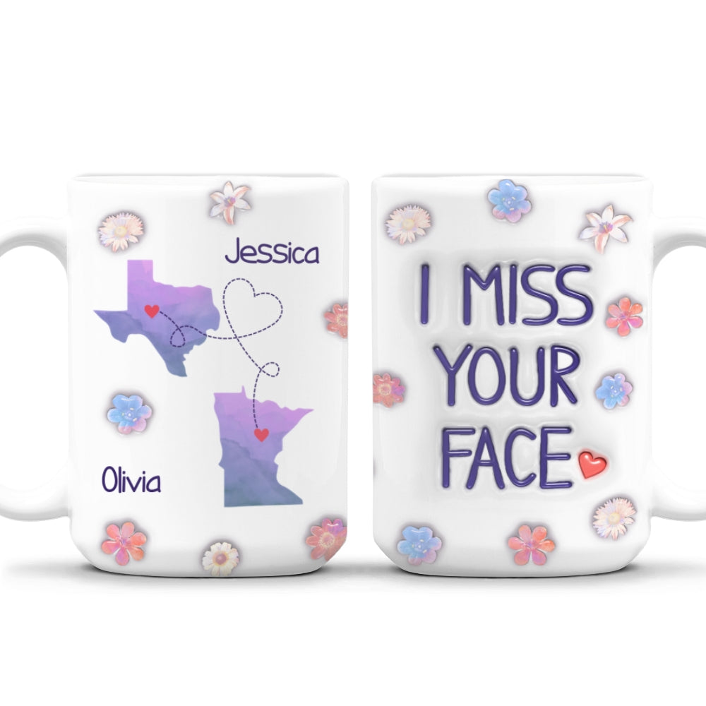 Long Distance State Besties - Personalized Custom 3D Inflated Effect Mug
