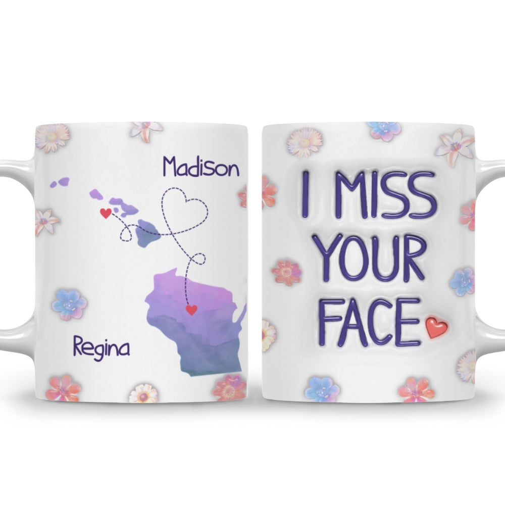 Long Distance State Besties - Personalized Custom 3D Inflated Effect Mug