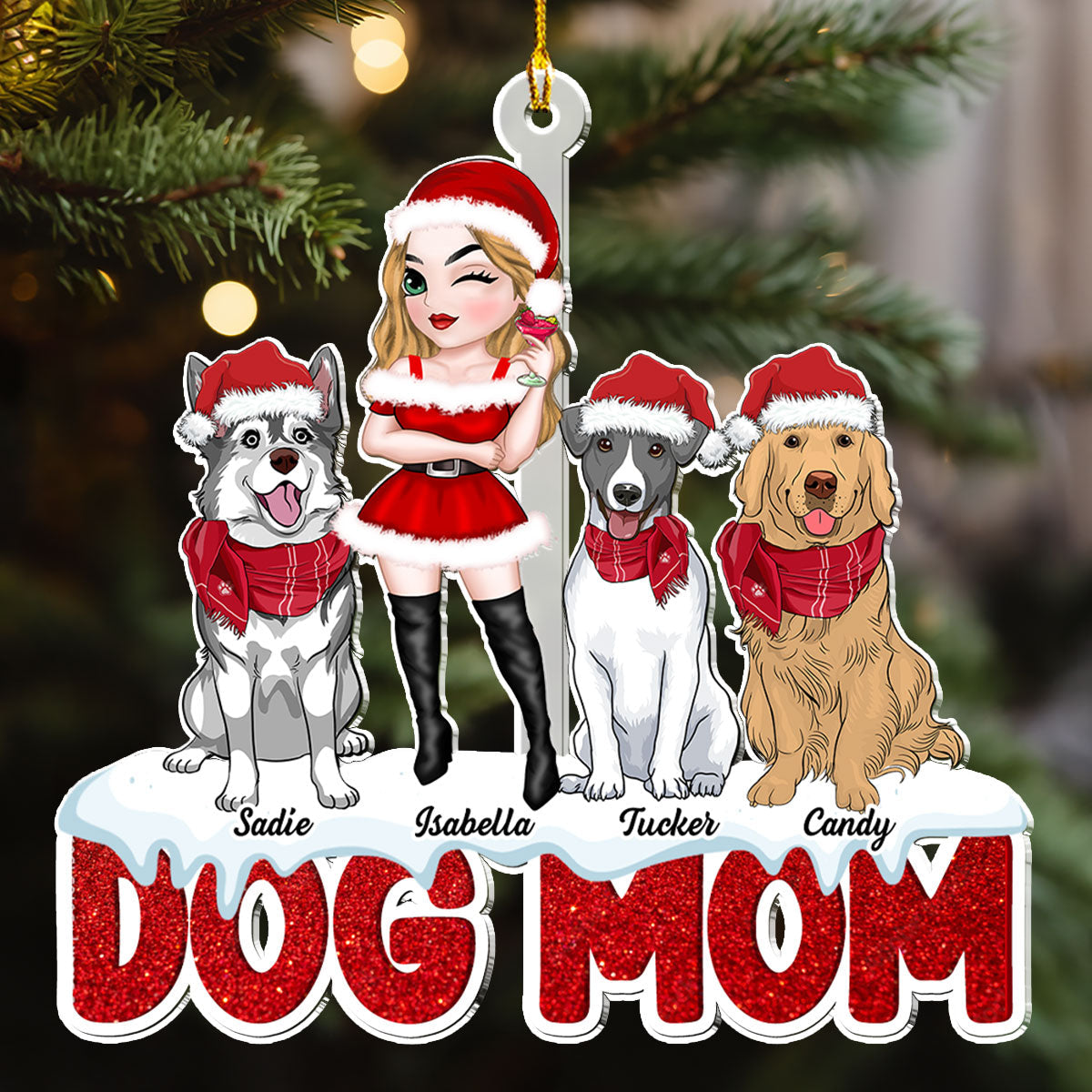 Dog Mom Christmas - Personalized Custom Acrylic Ornament